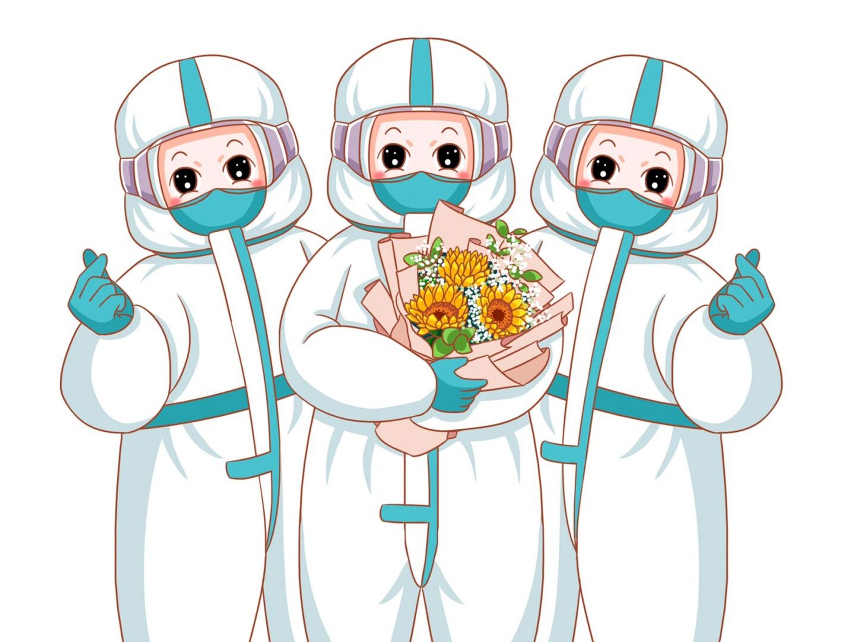 抗疫插画|一起来画可爱的大白吧 没有什么岁月静好,只不过有人在替你