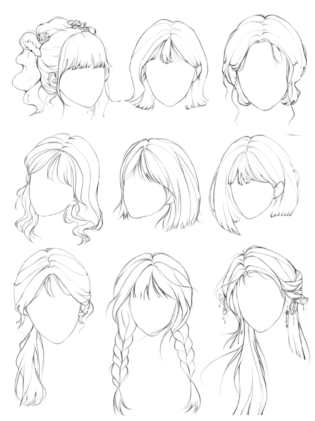 不同发型合集|零基础头发绘画教程