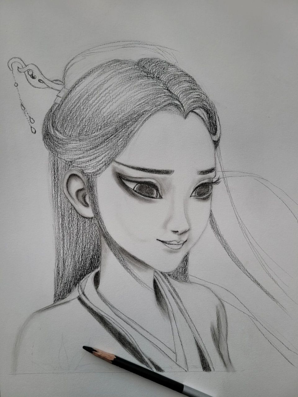 白娘子素描图片