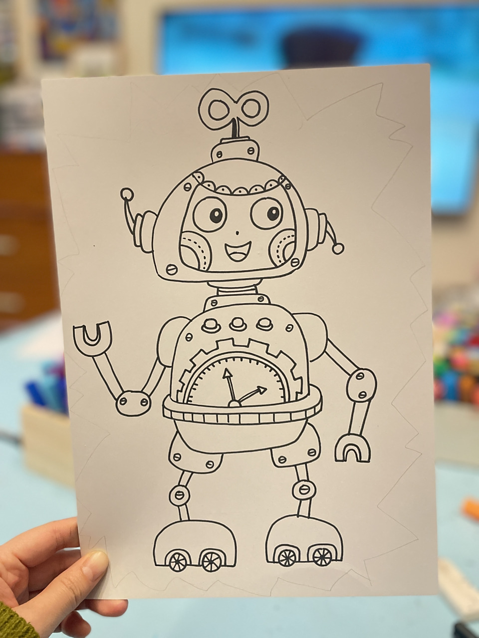 4-6岁创意美术儿童画机器人0615