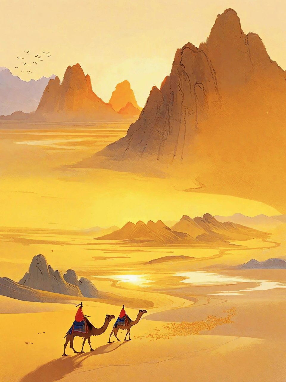 " 去鸣沙山了,骆驼骑了,直升机坐了,夜晚的月牙泉看了 	 ai