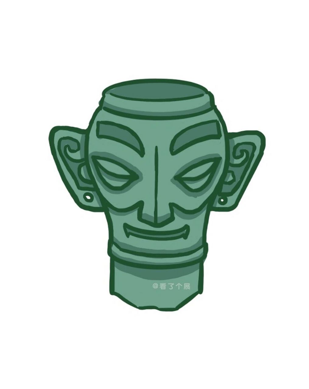 最近沉迷手绘三星堆,画个青铜人像小合集 手绘国宝持续创作中