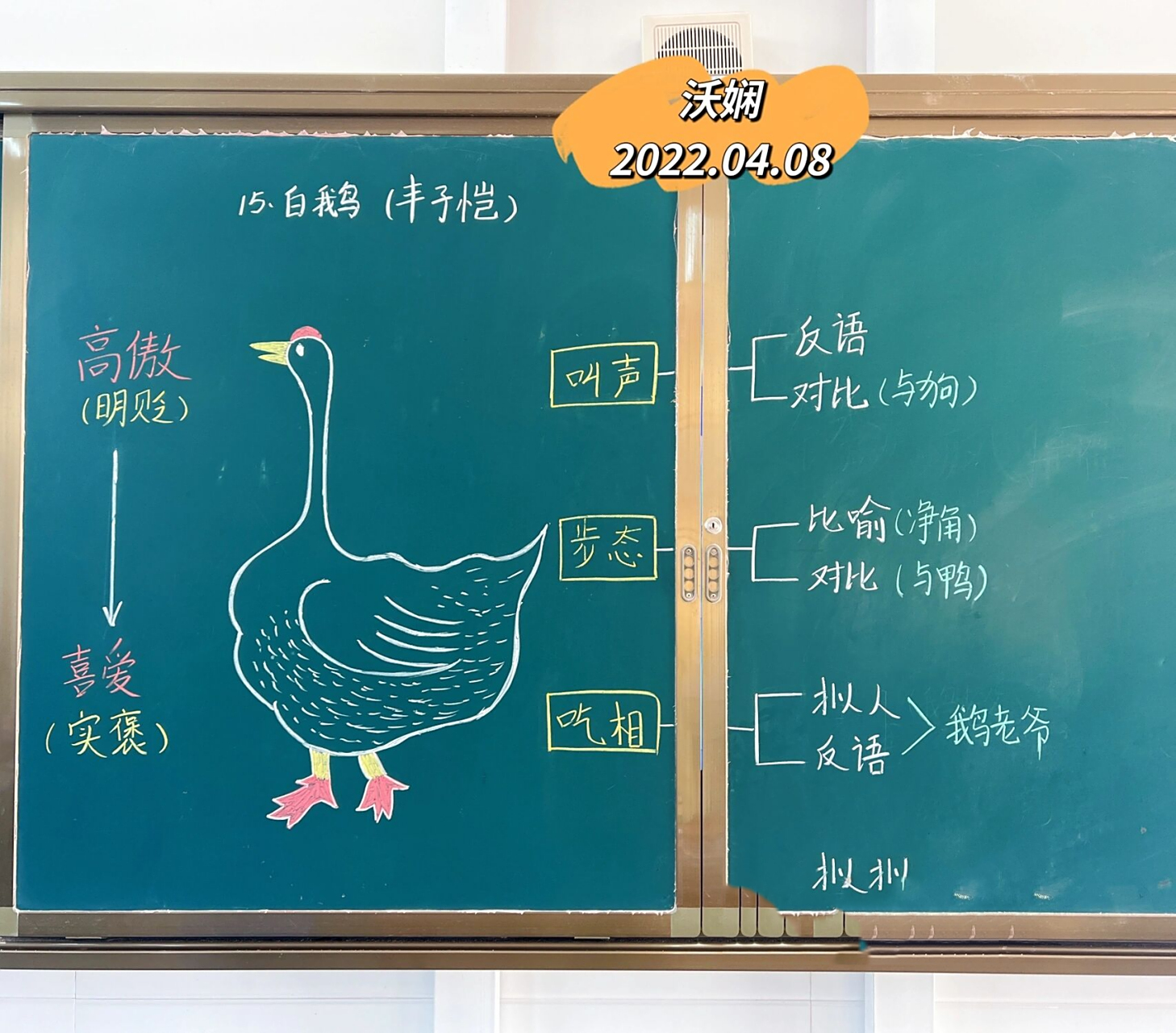 四年级下册《白鹅》原创板书设计 好一只高傲的白鹅