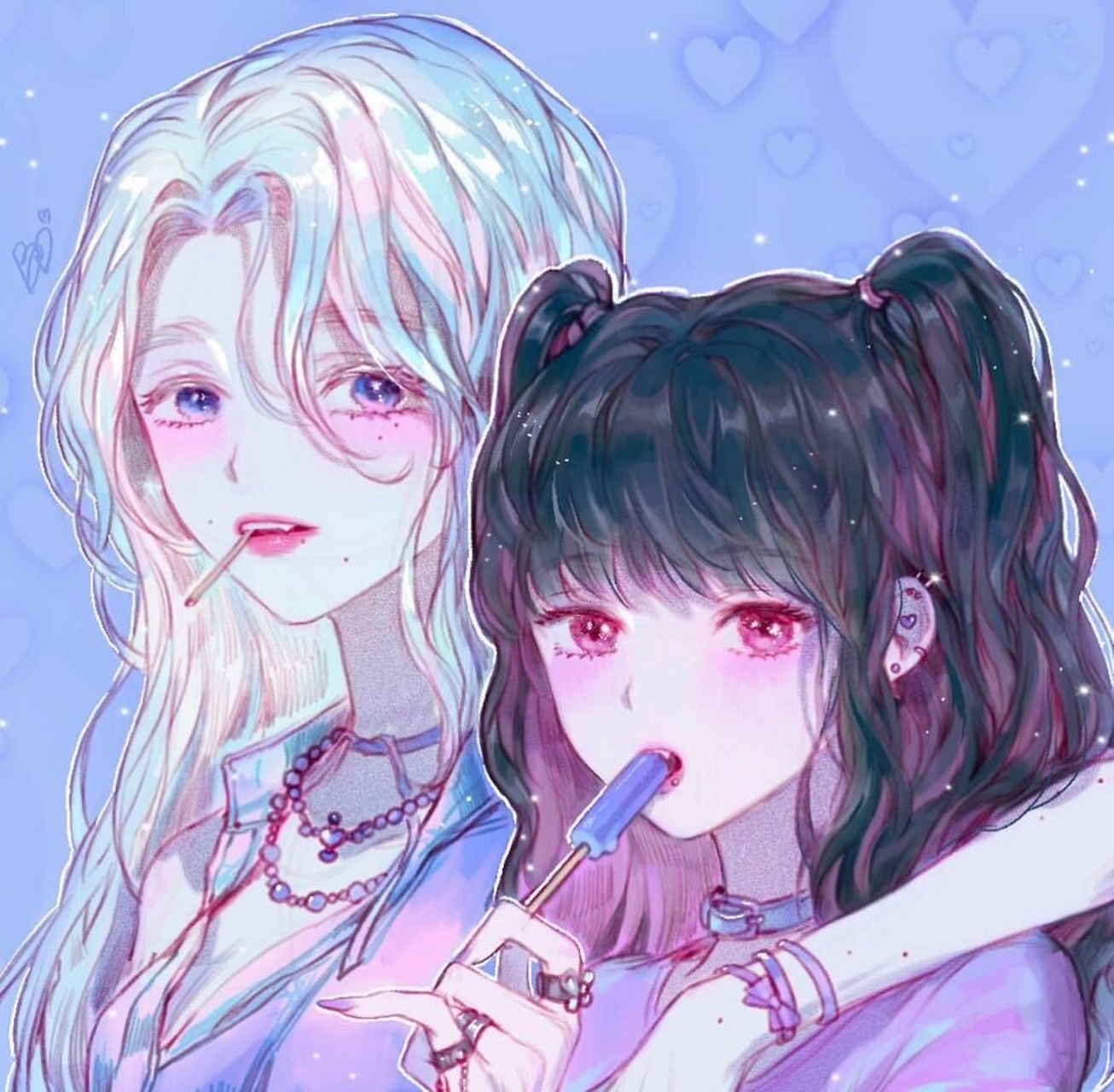 插画欣赏98 酷炫亮眼的荧光色少女头像7815 闪闪发光的色泽太有