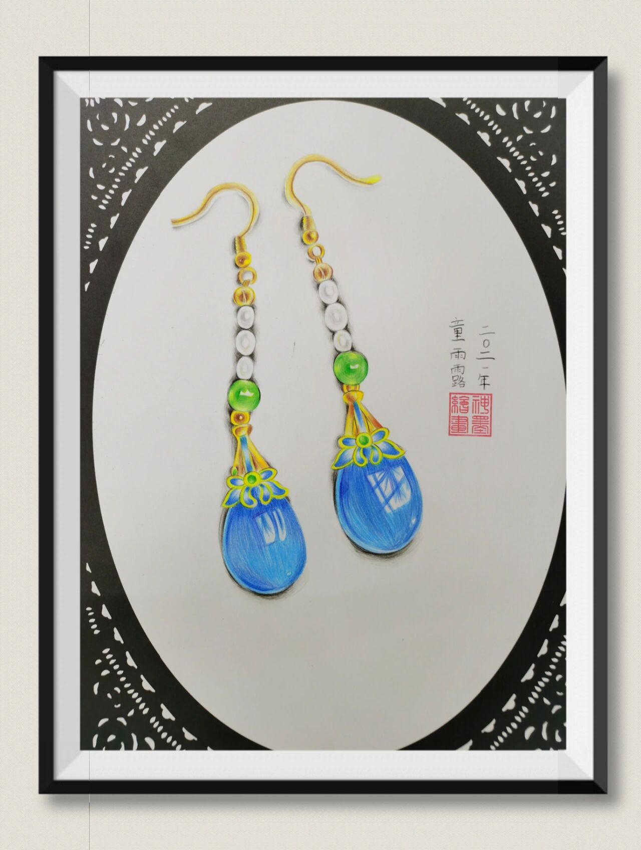 彩铅耳环学生作品
