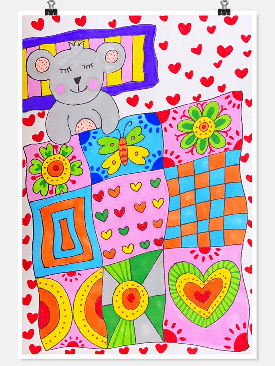 创意儿童画|考拉94宝宝的新被子(含线稿) 呼呼呼～是谁在睡觉呀?