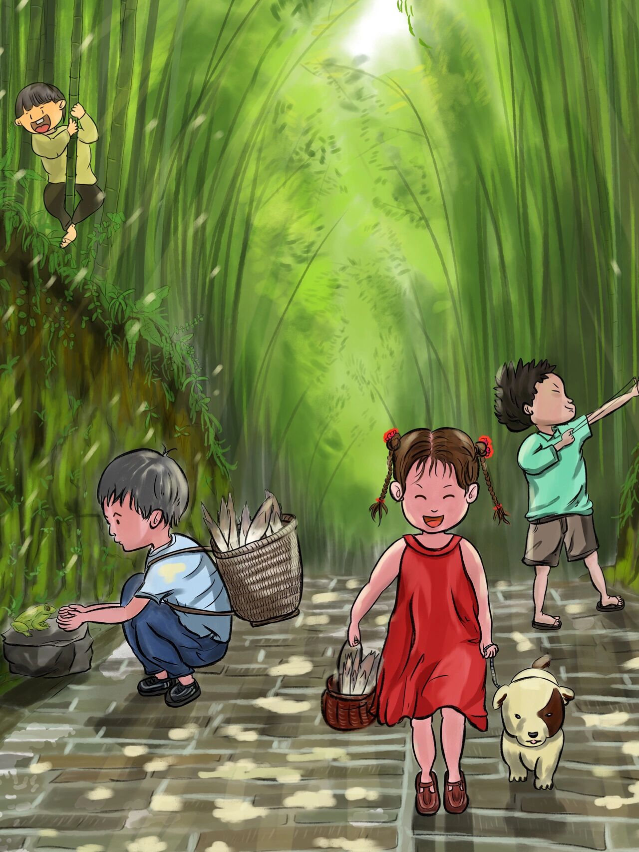 原创儿童插画 孩子们又开始放暑假啦!