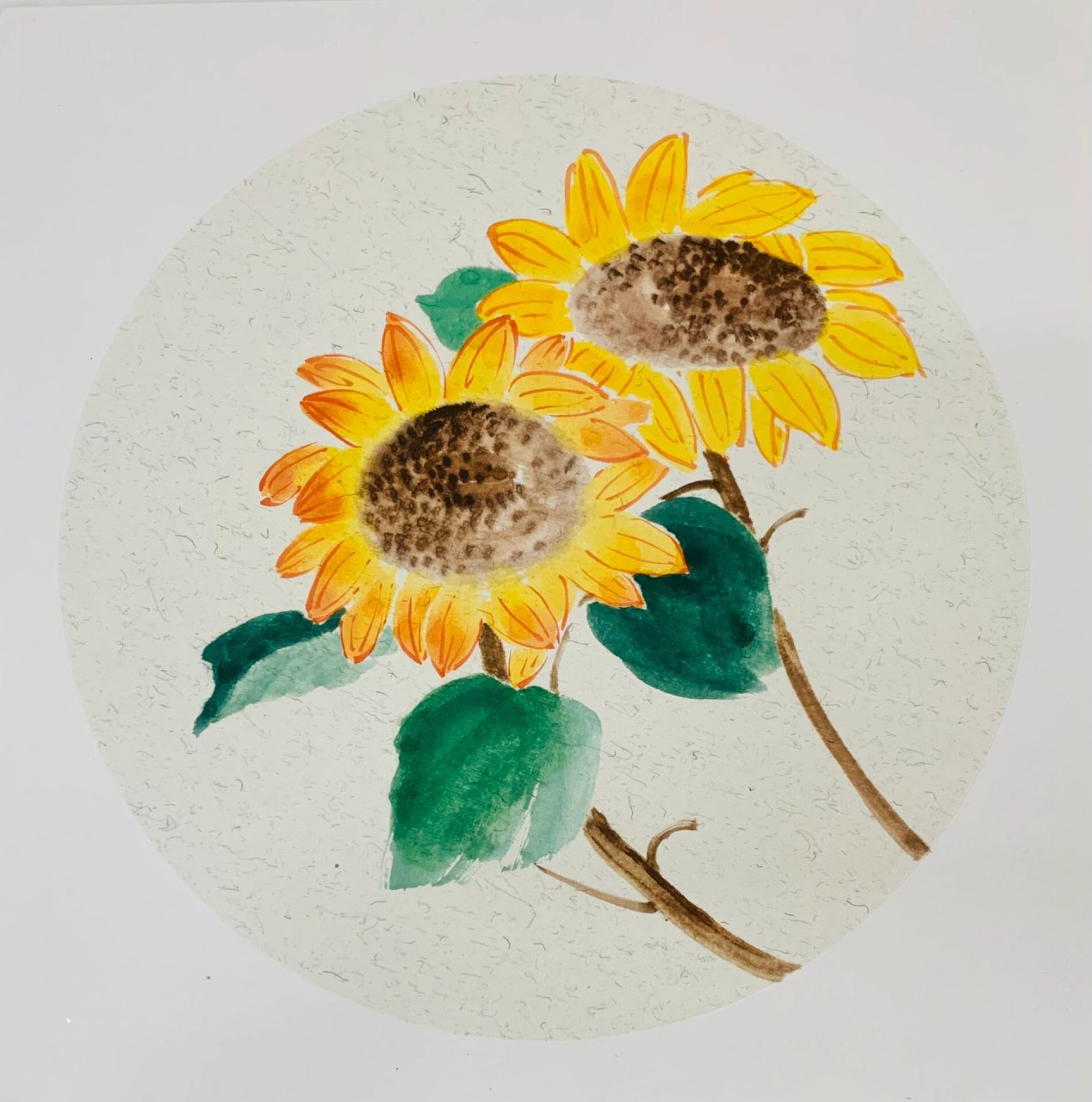 国画向日葵基础画法,步骤图分解,阳光积极充满活力#笔记灵感# #国画