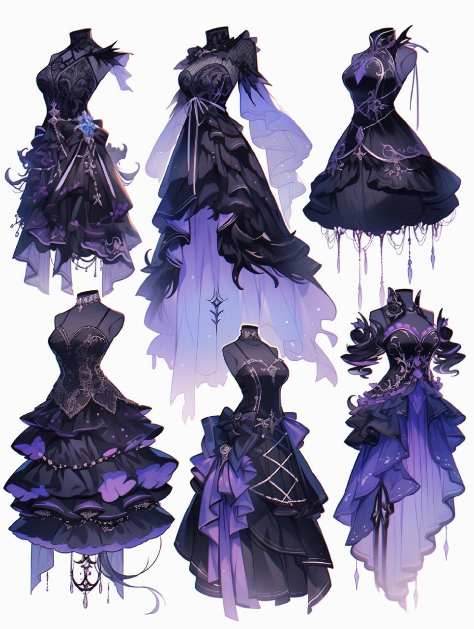 小裙子穿搭素材||服装展示 #画画的日常# #哥特风# #哥特# #服设# #lo