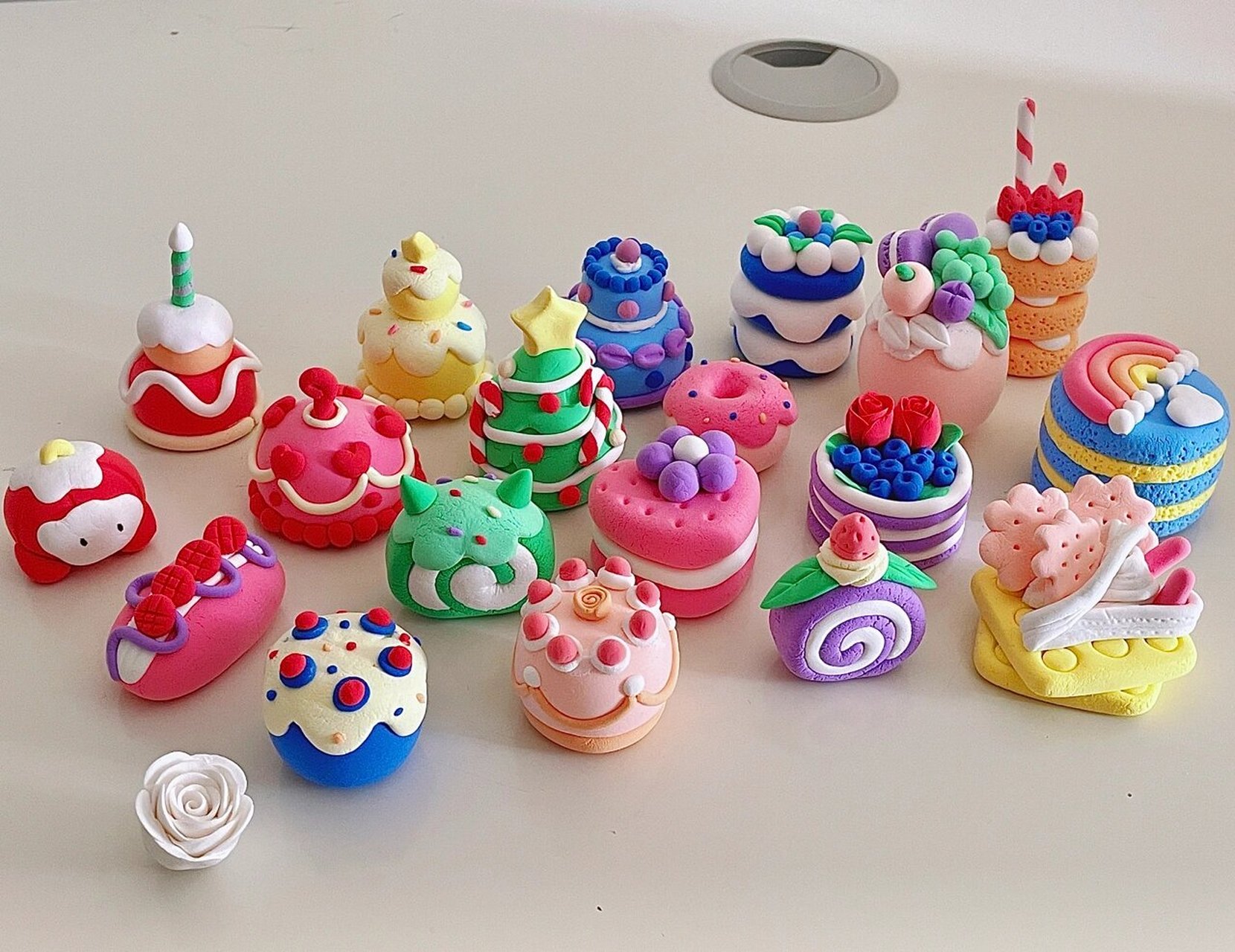 超轻粘土作品合集|mini小甜点下午茶91 入坑粘土一周的作品合集 一