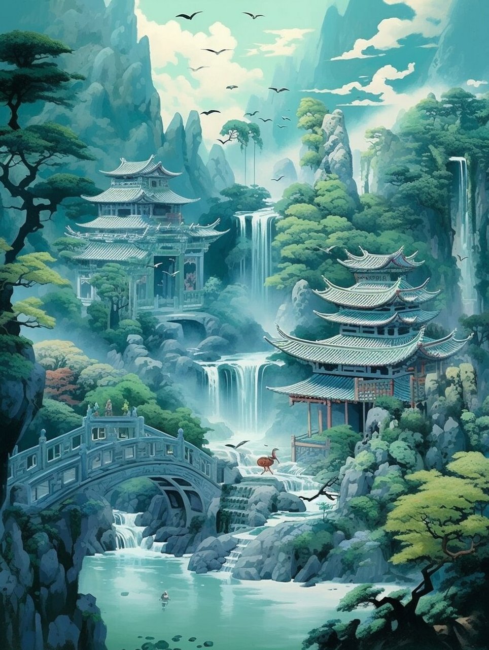 ai 山水画|蓬莱仙岛 💥魔法咒语:spring, early morning, celestial