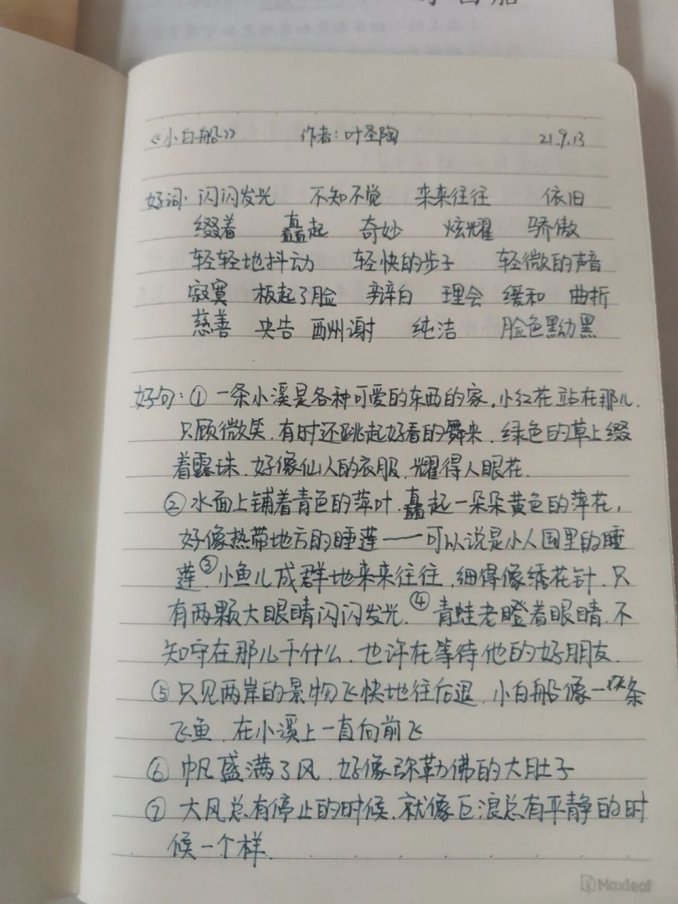 三年级 快乐读书吧《稻草人》读书记录卡 小白船 作者:叶圣陶