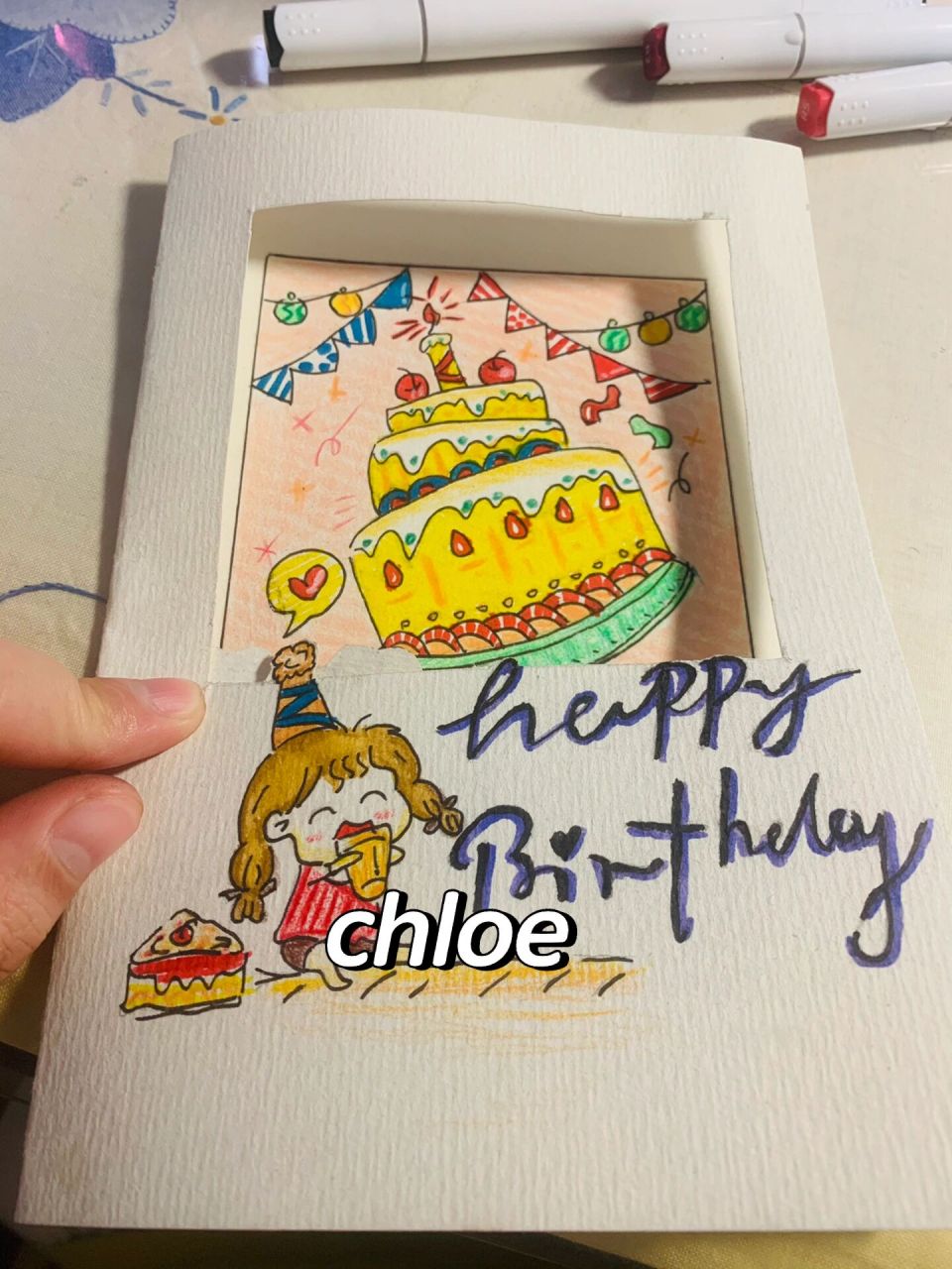 给妈妈99制作的手绘生日贺卡98 借鉴了大神的手稿,结合后手绘了