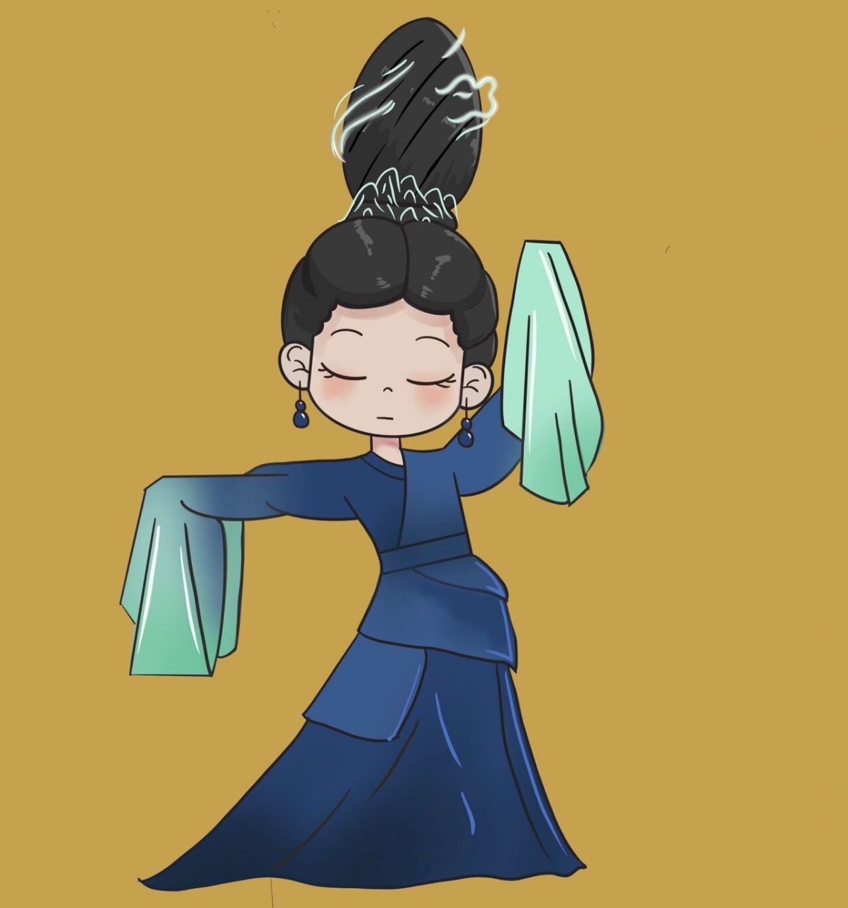 只此青绿|简笔画|一起来画古风仙女儿0269♀15 2022春晚记忆