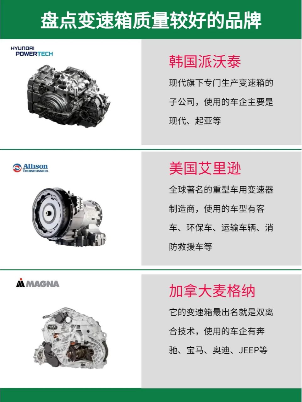 at变速箱,双离合,cvt对比.