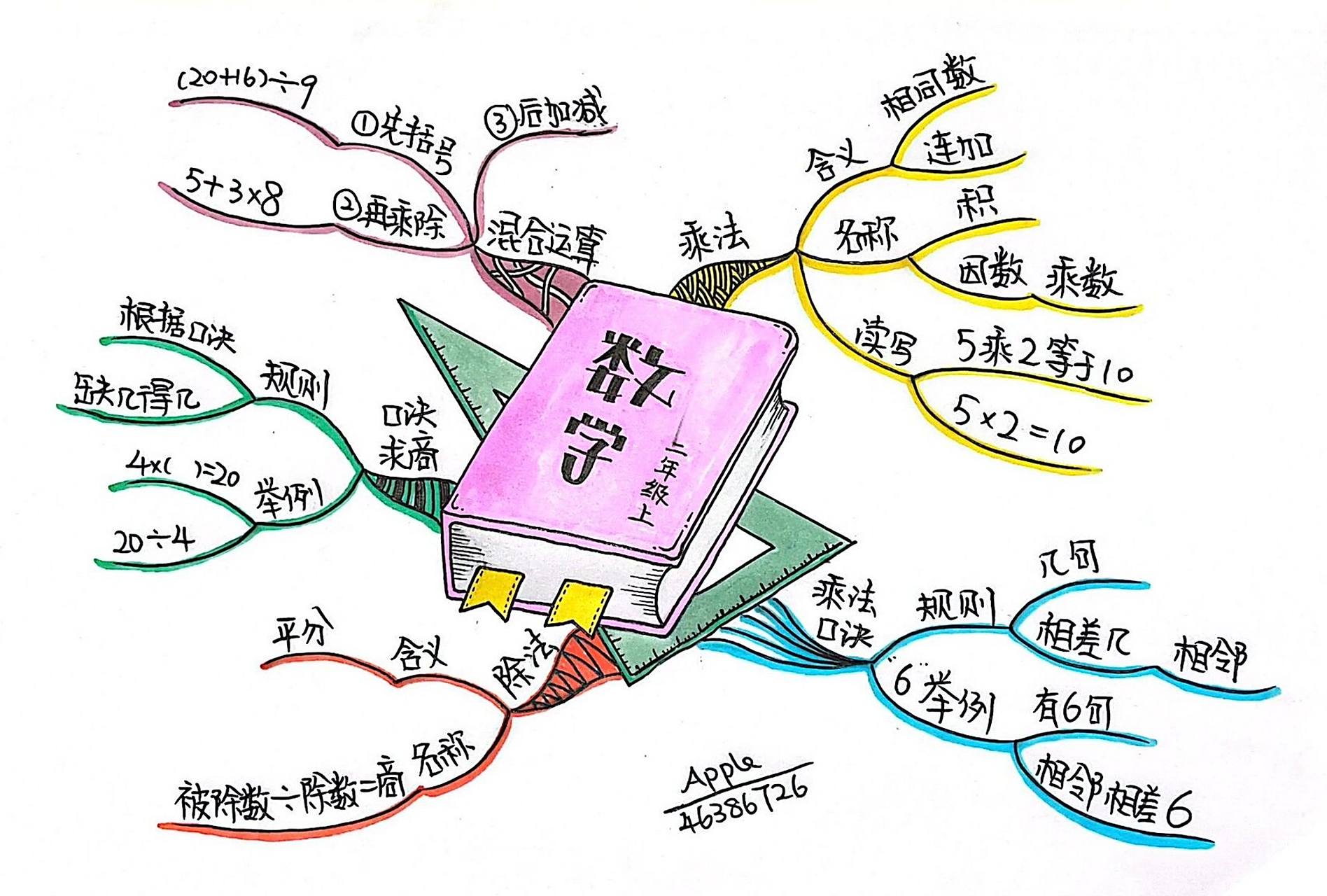 小学生思维导图,2年级上,表内乘法和除法 宝宝们来收图啦,2年级数学