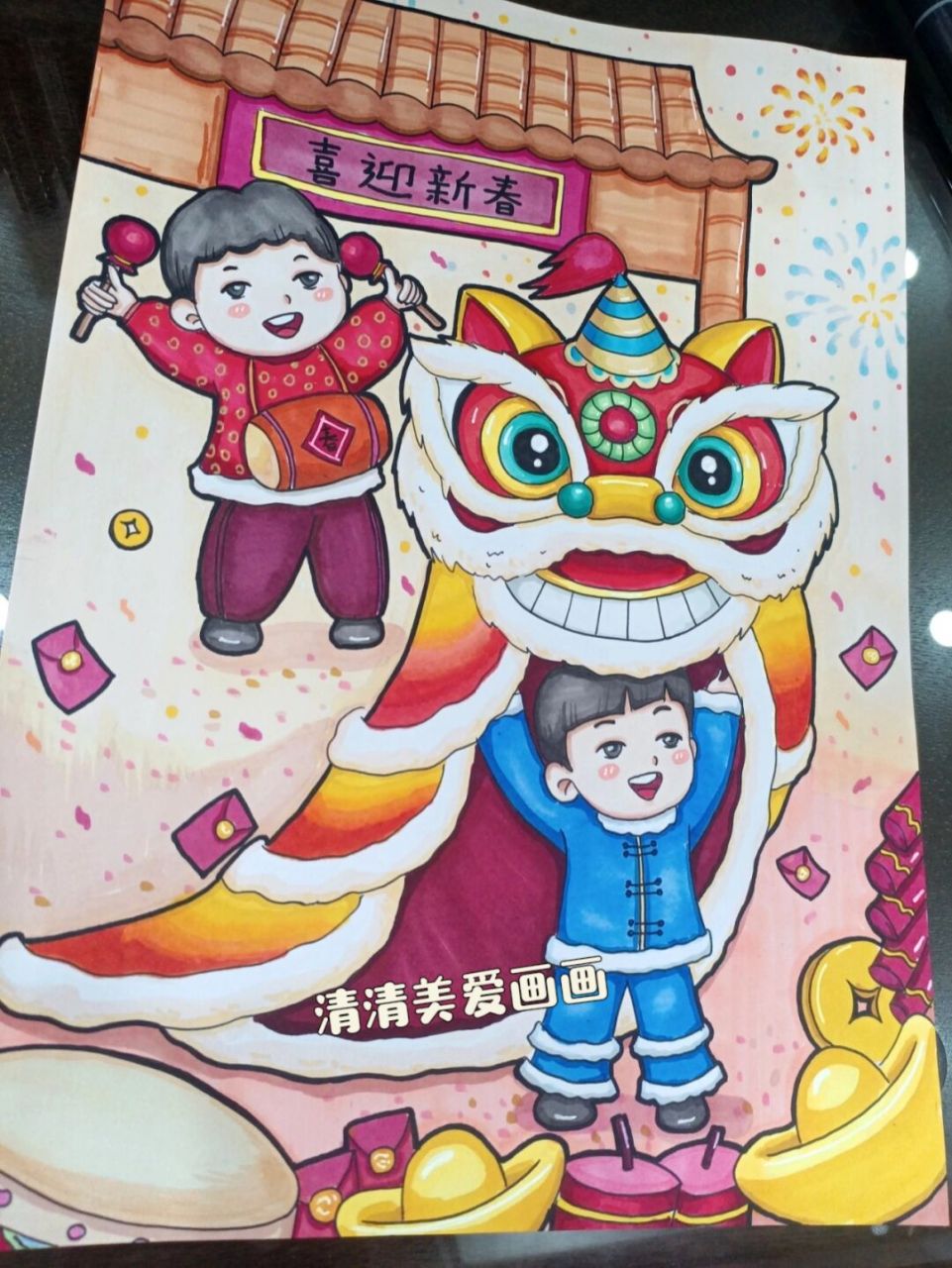 虎年春节的图画怎么画图片