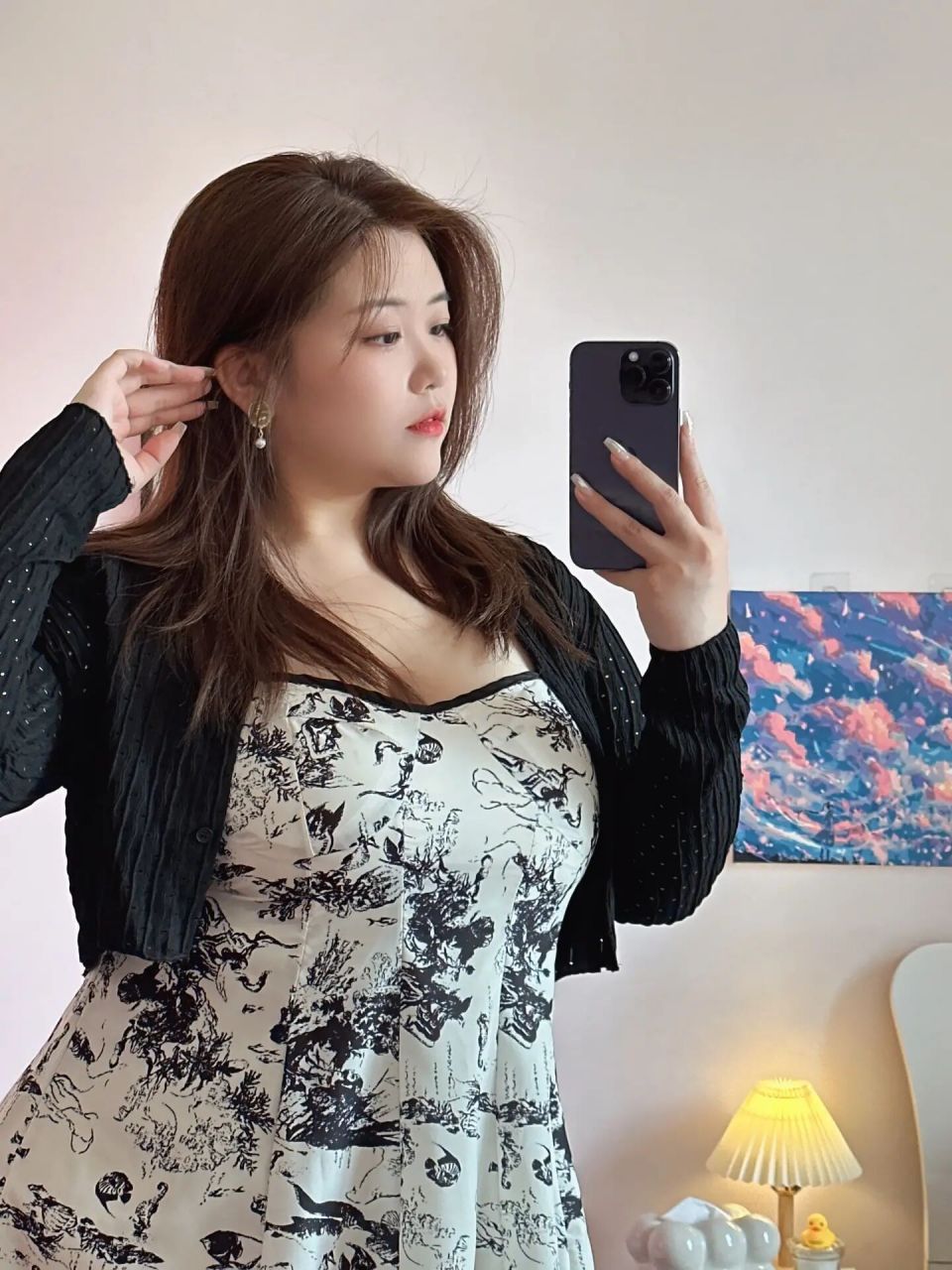 水墨画吊带裙 200斤气质女人 看起来效果真的很不错 收腰效果一绝!