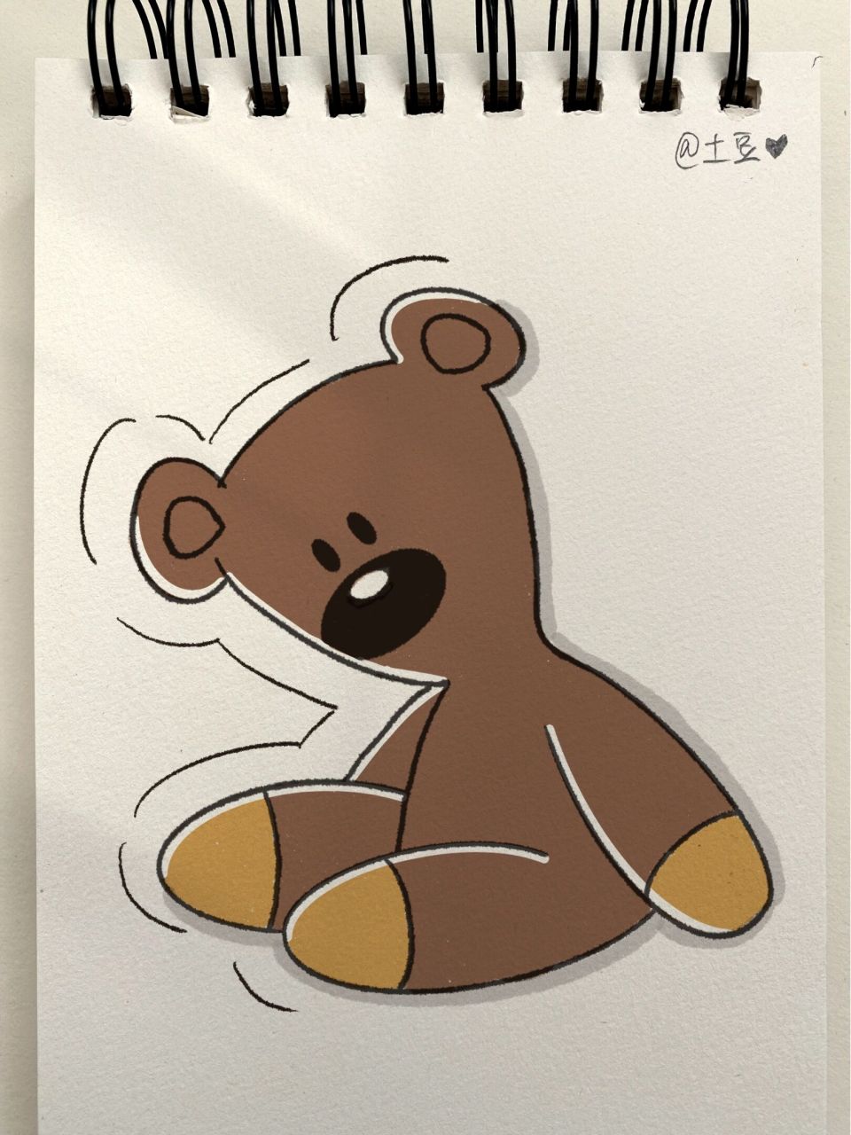 画100个可爱简笔画第47天 又画泰迪熊啦 这次姿势不一样嘿嘿嘿 图为