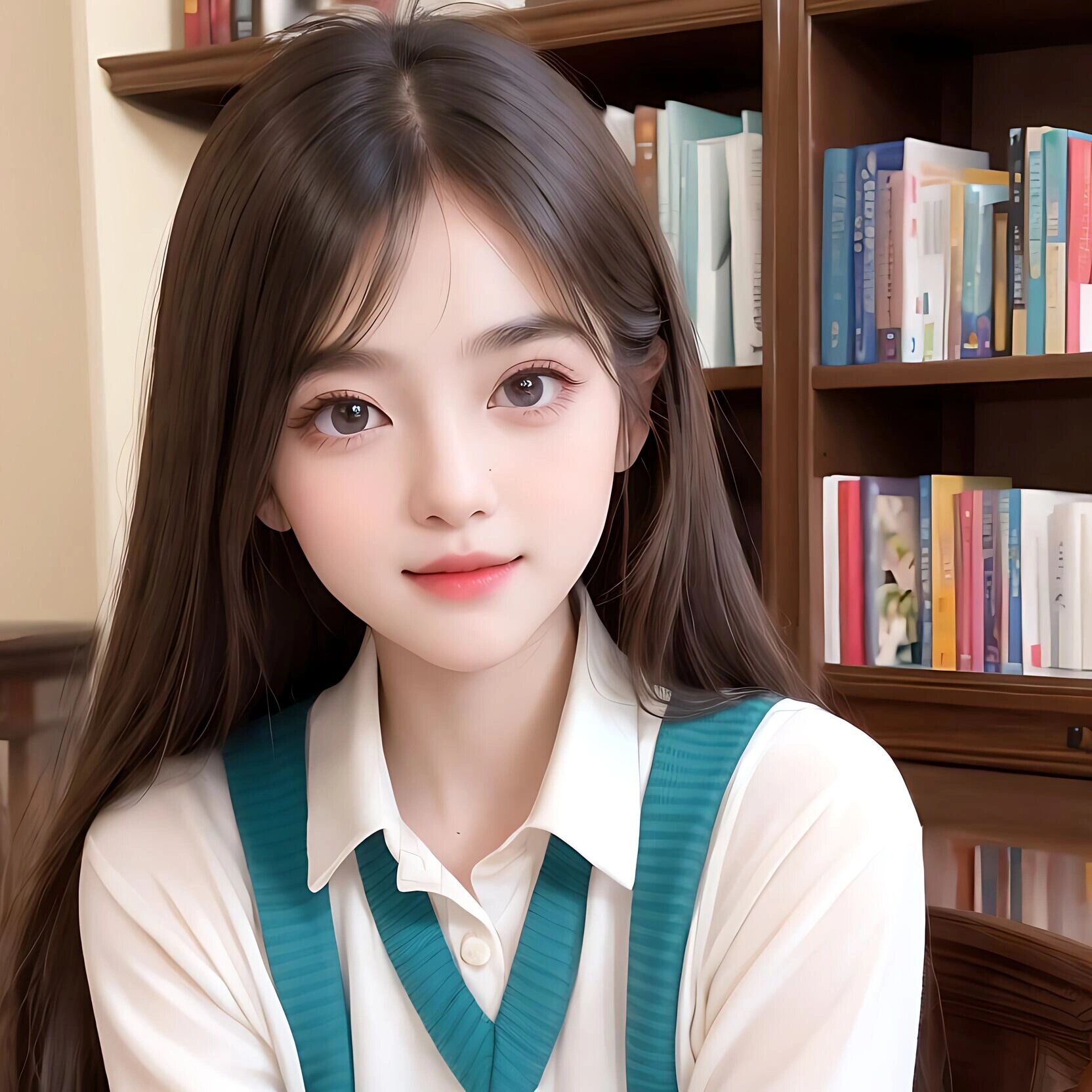 女生头像|图书馆里的小学妹