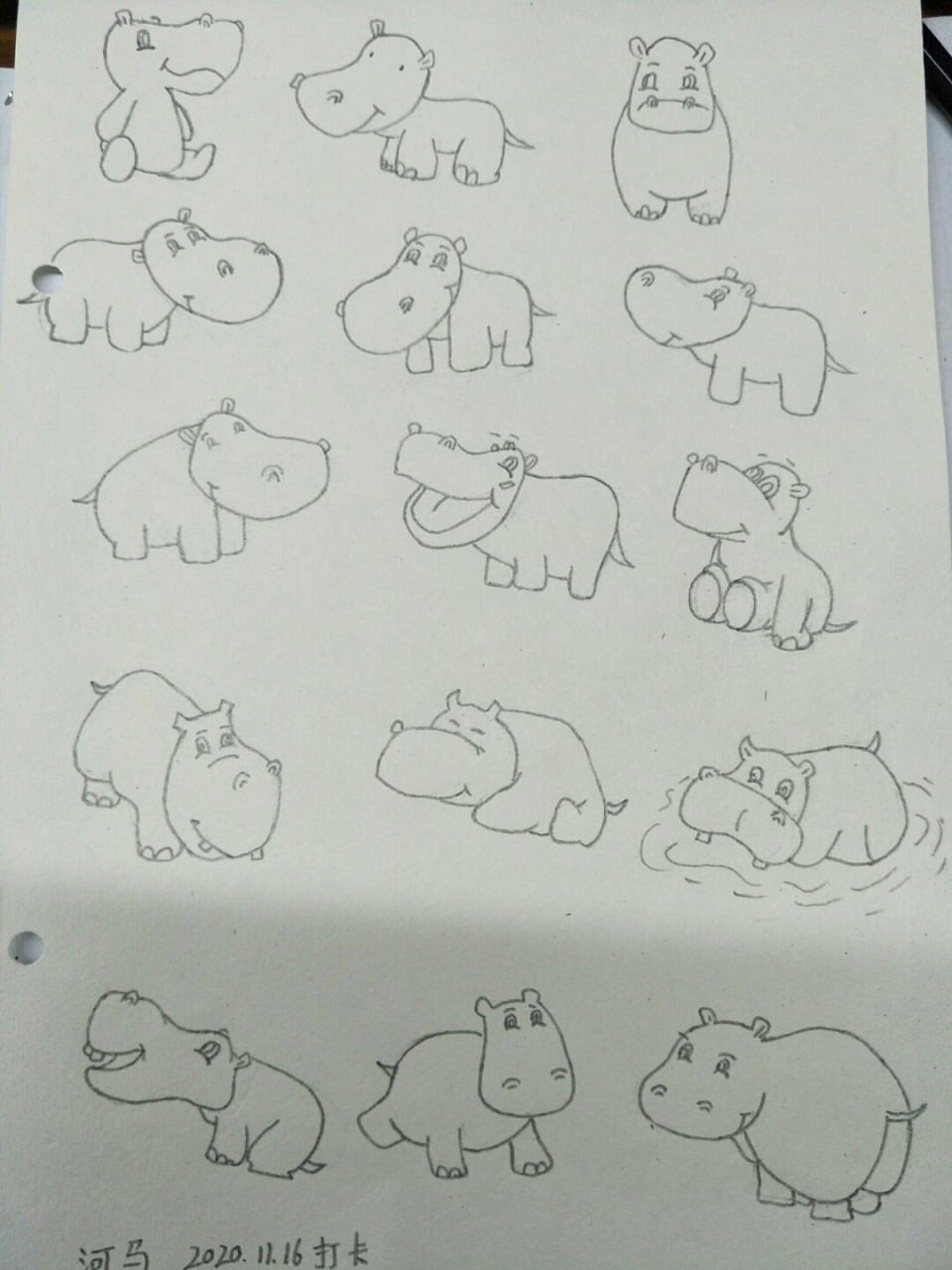 简笔画河马,坚持打卡 #绘画