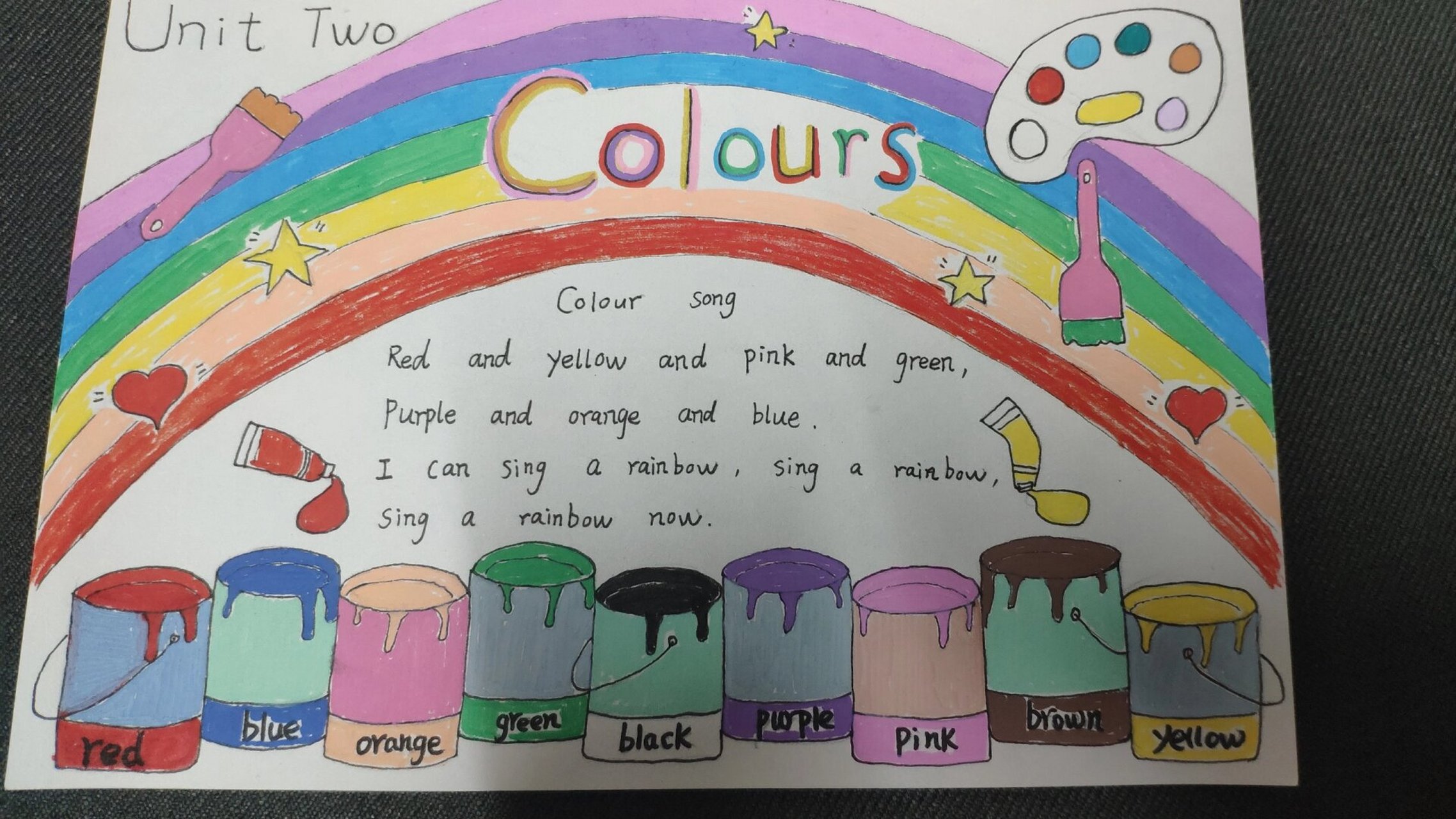 三年级英语第二单元手抄报 unit two colours