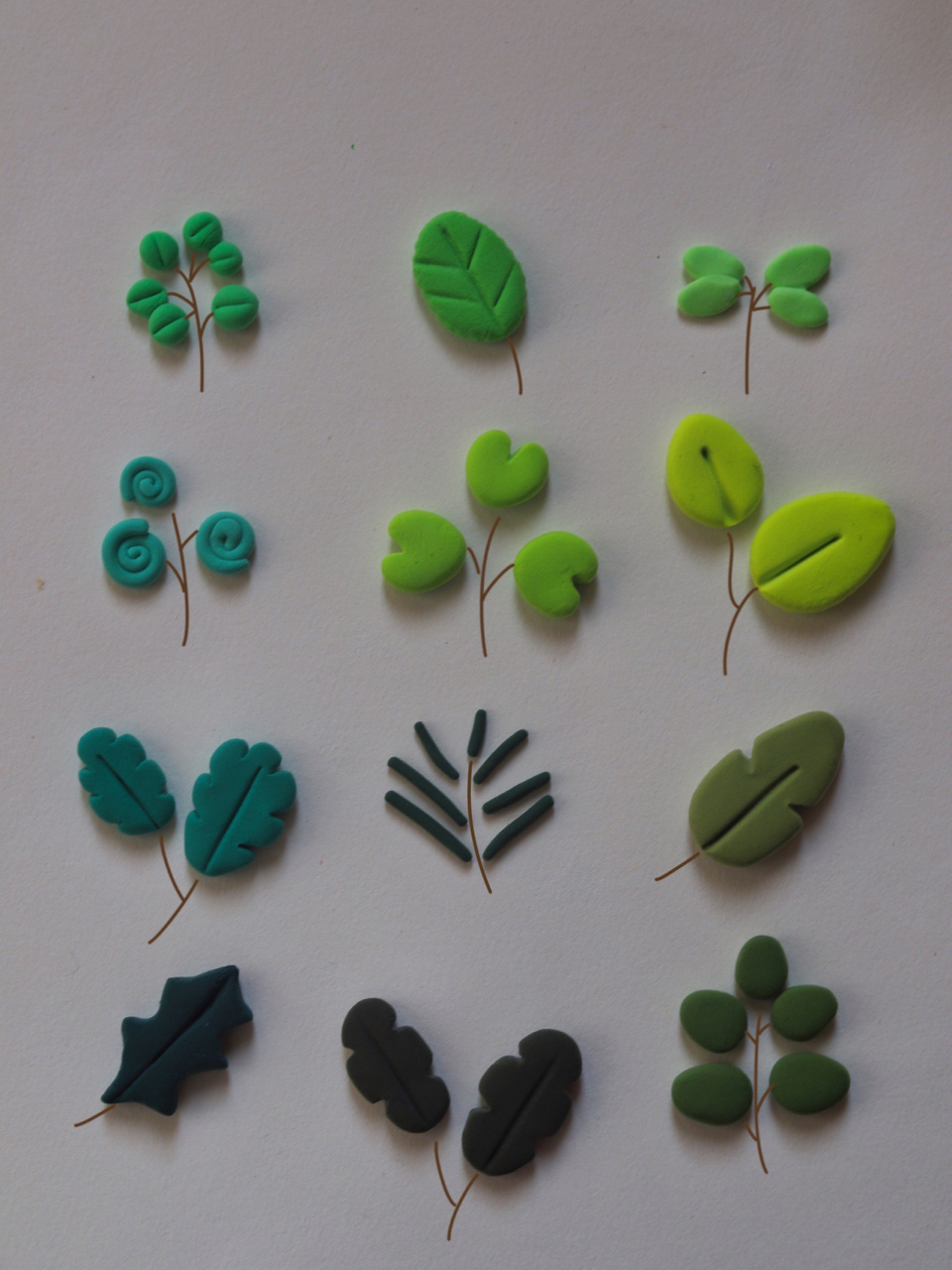 粘土调色教程|绿色系树叶|12种绿 95只需要最基础的几种颜色,就能在