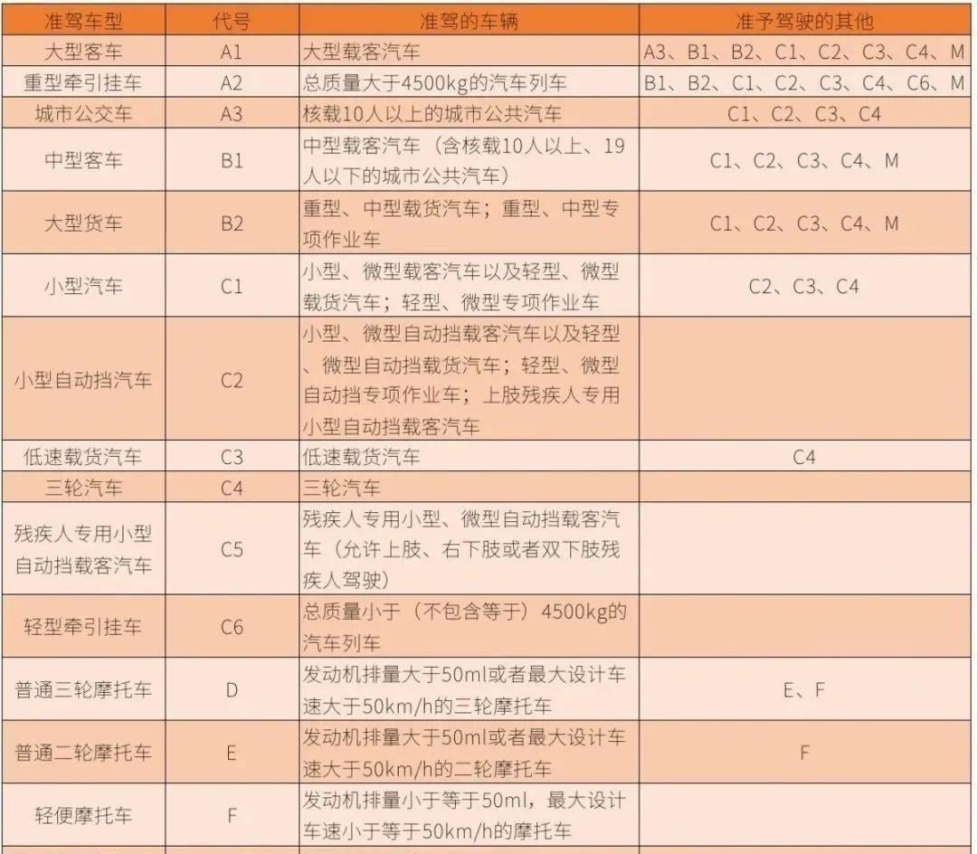 B2准驾车型范围图片