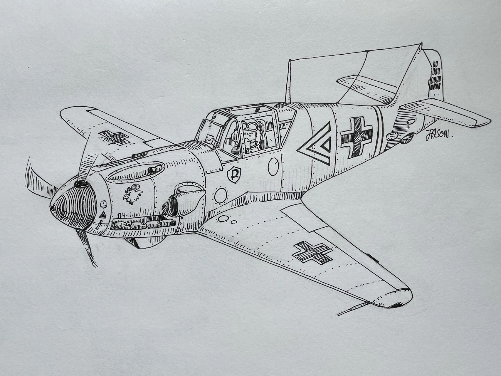 好久没画飞机了……bf-109系列飞机贯穿了德国第二次世界大战所有