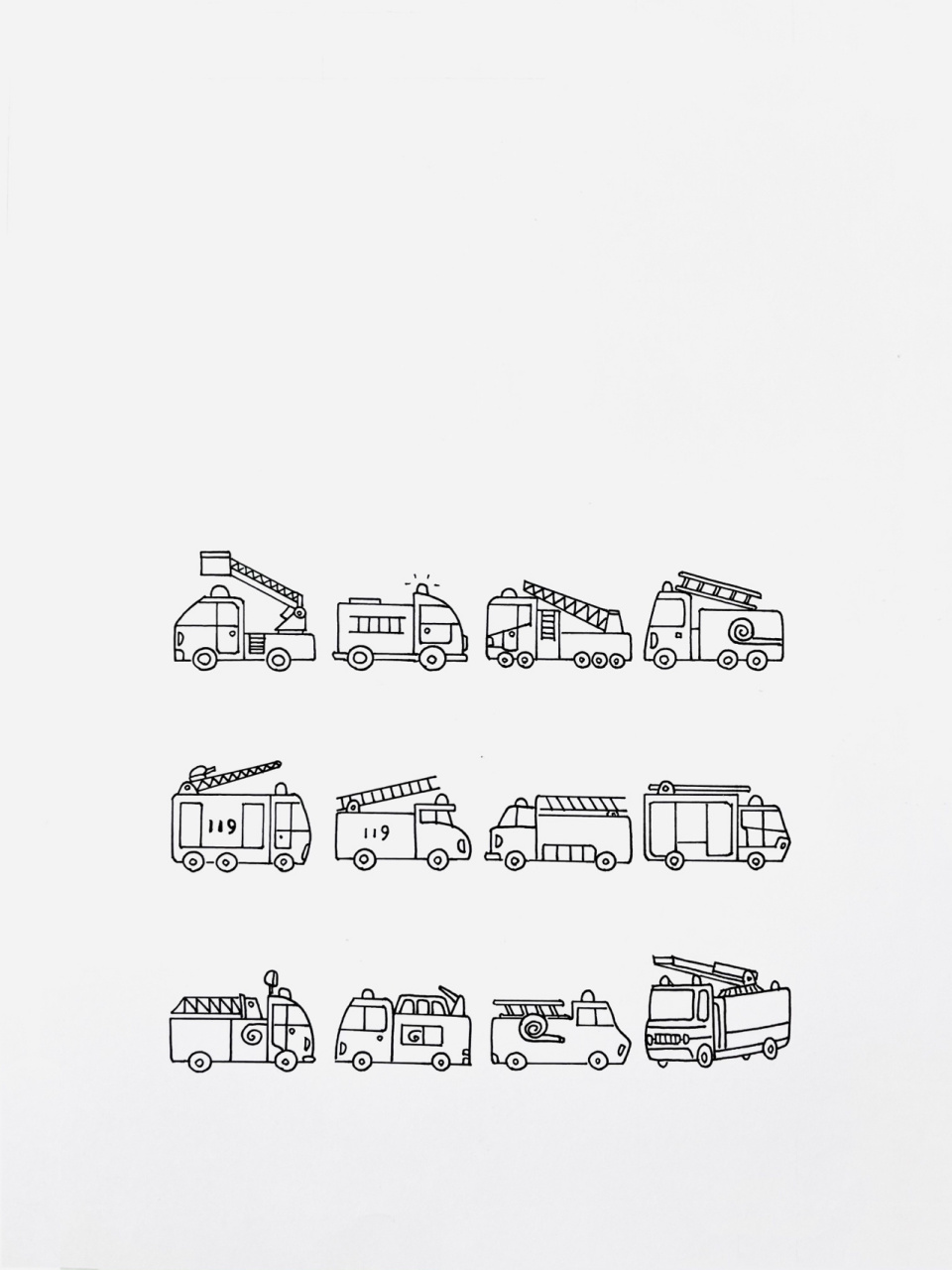 【简笔画】消防车02 分享一组交通工具简笔画 这类的简笔画在画之前