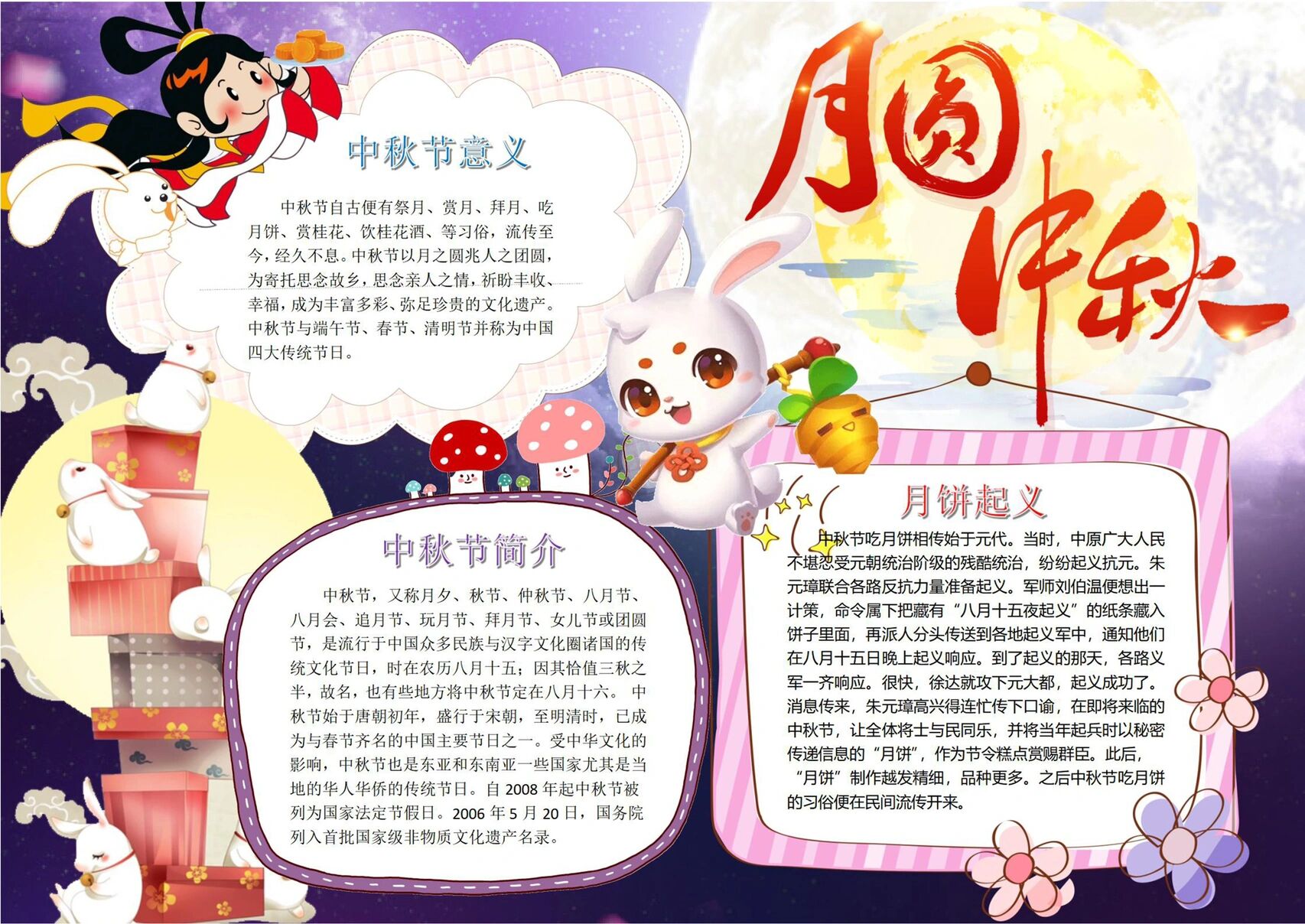 中秋节手抄报模板97可分享原图原稿 原创手抄报|中秋节 你的假期手