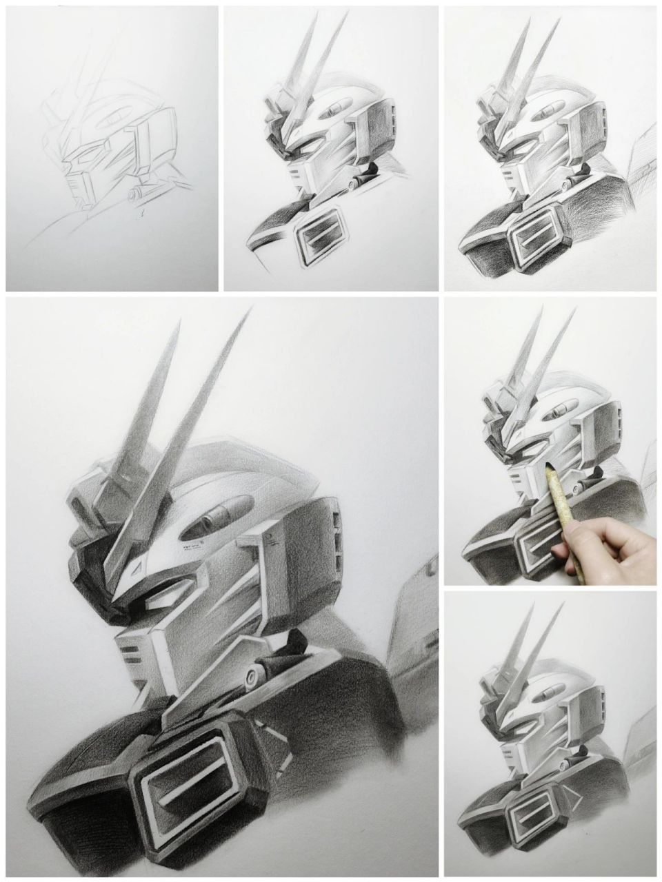 高达—素描步骤 #画画