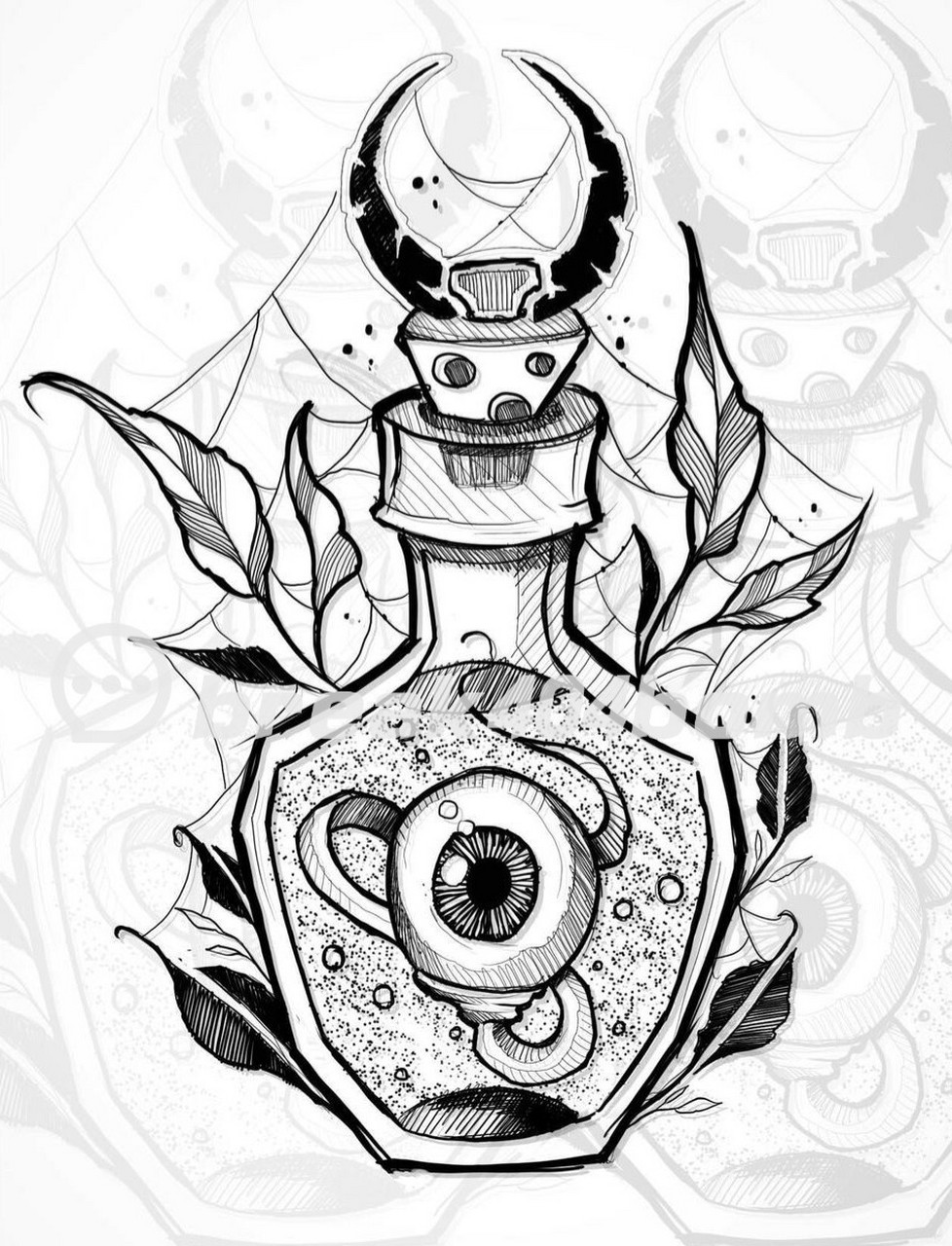 暗黑纹身 #素描纹身手稿#单针纹身#blackwork#暗黑纹身手稿#杭州纹身