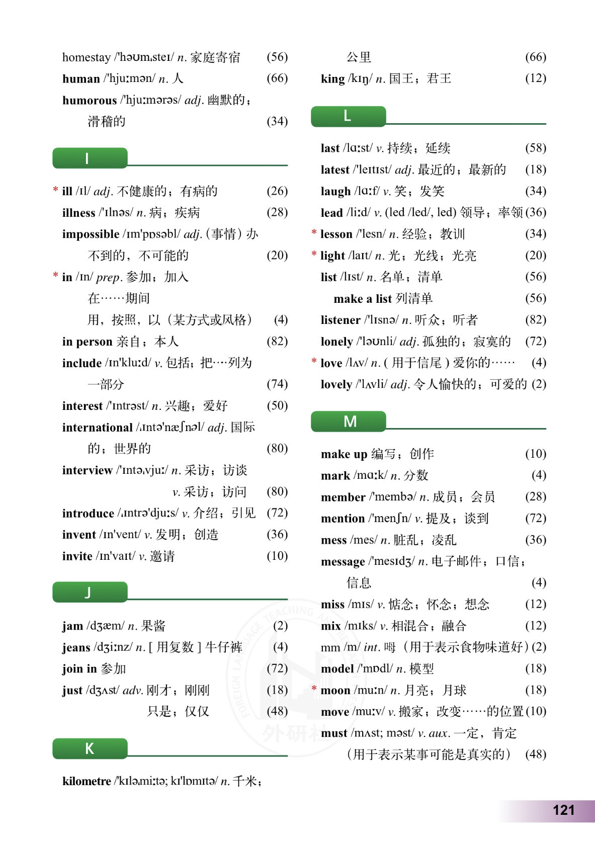 外研版英语八年级下册单词表