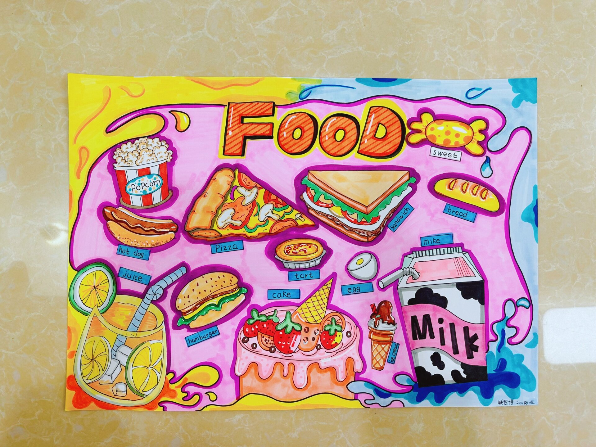 代画英语食物food手抄报