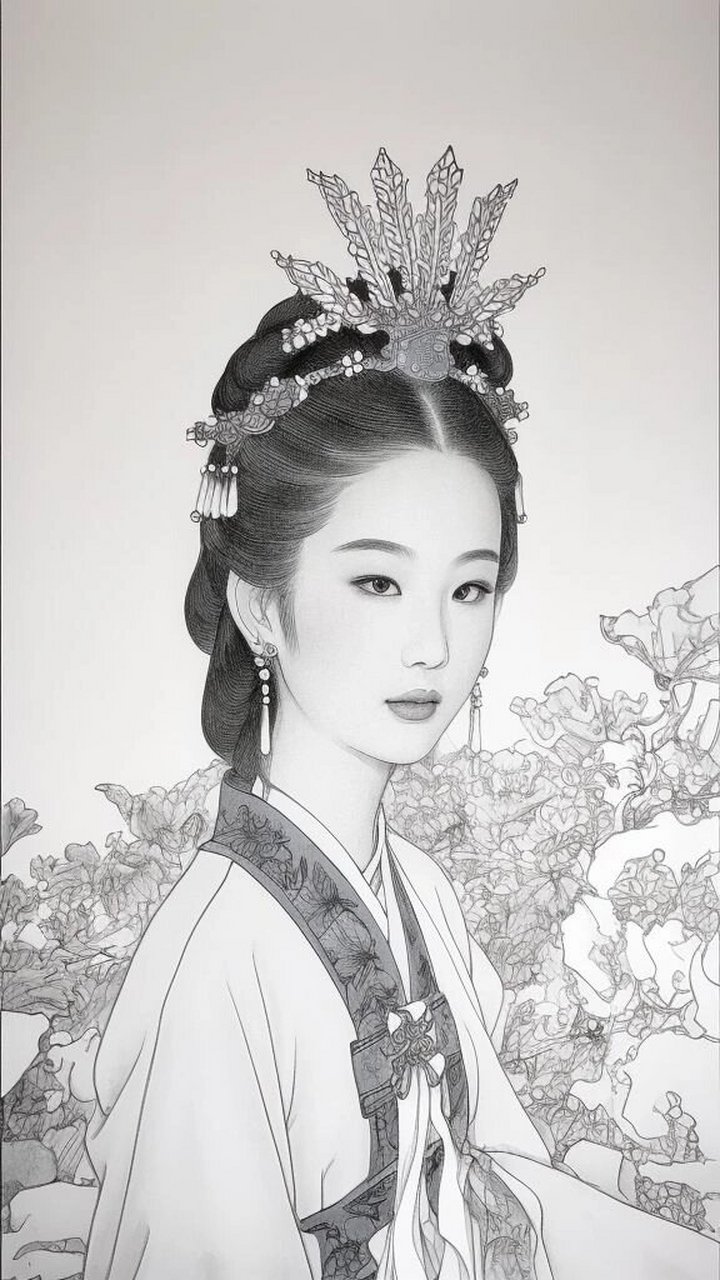 工笔素材19 仕女图白描风格第一集