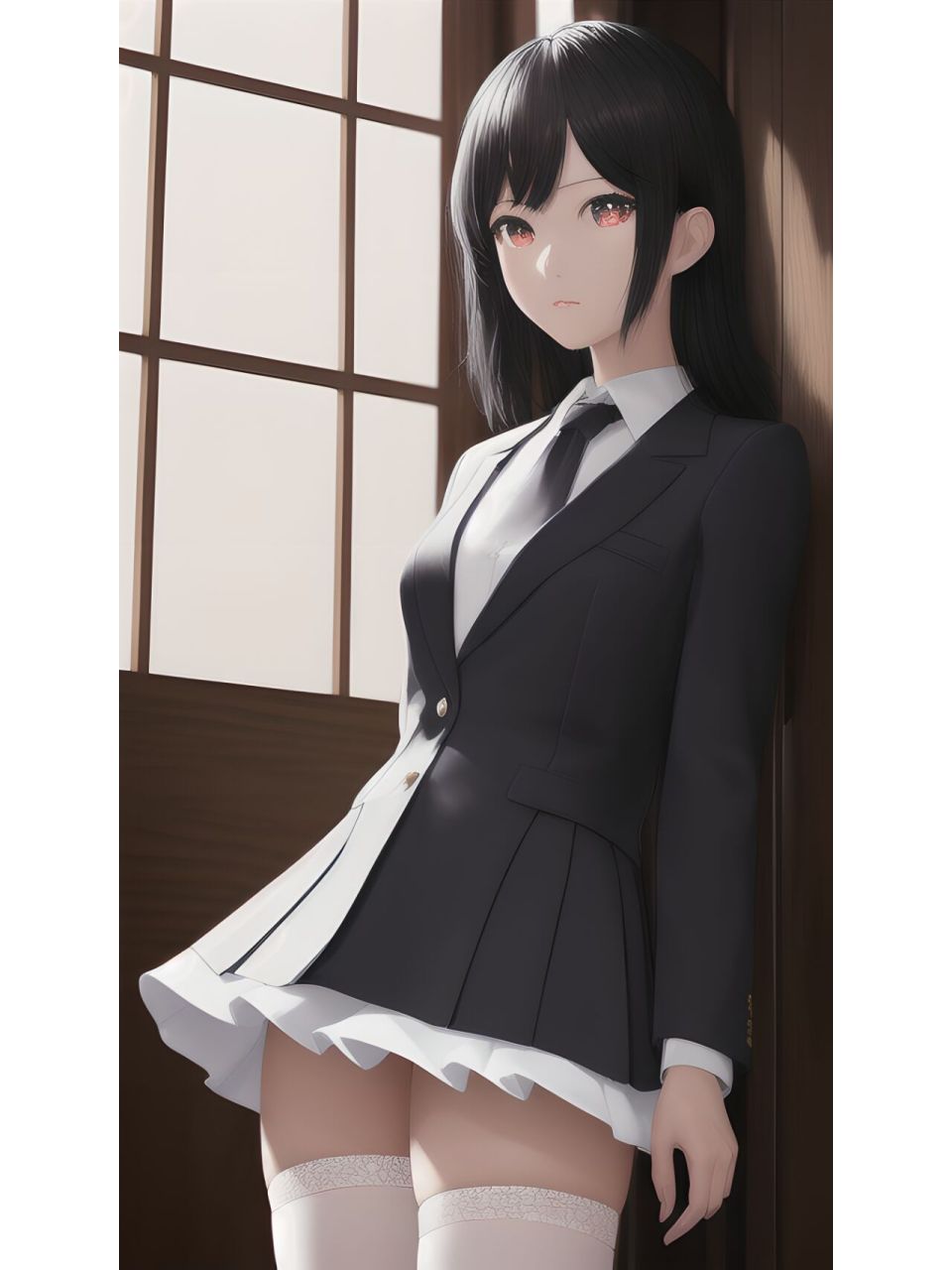 室内侧身短裙女孩,动漫二次元绘画人物