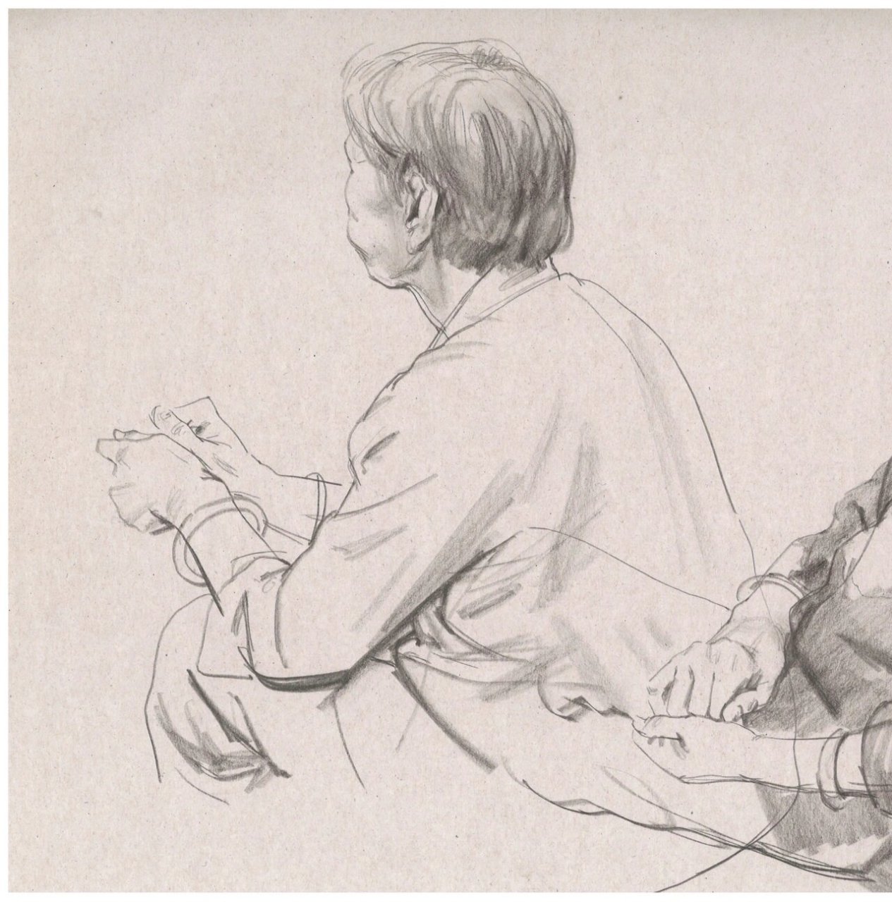 偷偷画在看电视的奶奶 背影