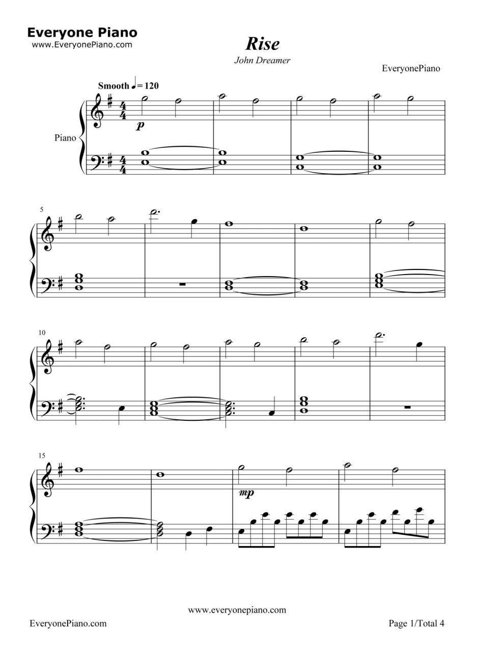 《rise》钢琴谱