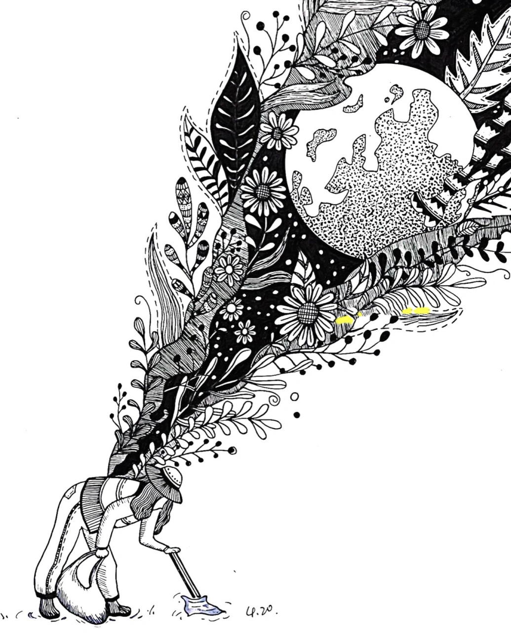 低碳环保或保护环境 黑白线描练习 58 本来想搞点精细的,看来还是不