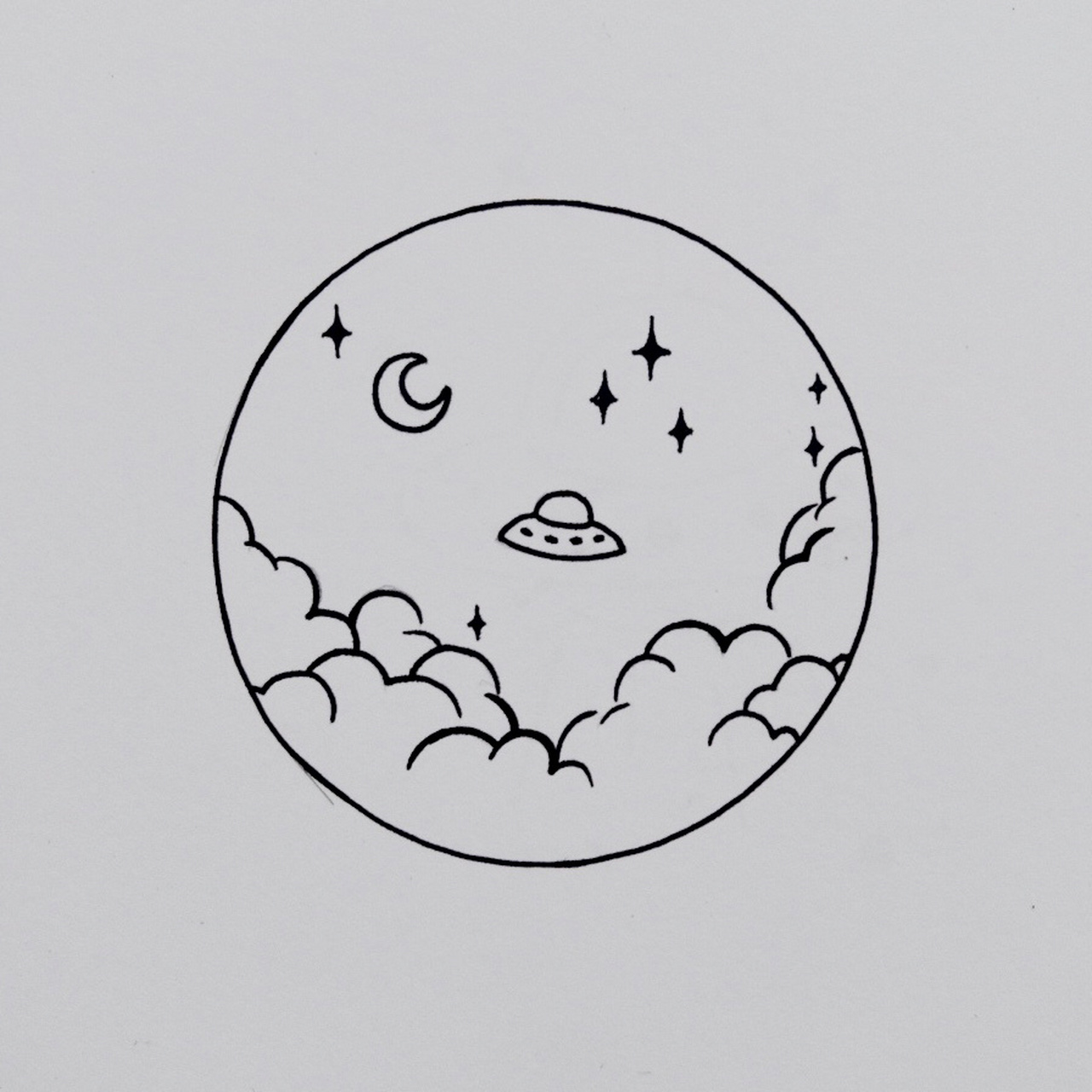 黑白简笔画42/100|宇宙飞船-入门手绘附过 好几天没更新啦 大家还记得