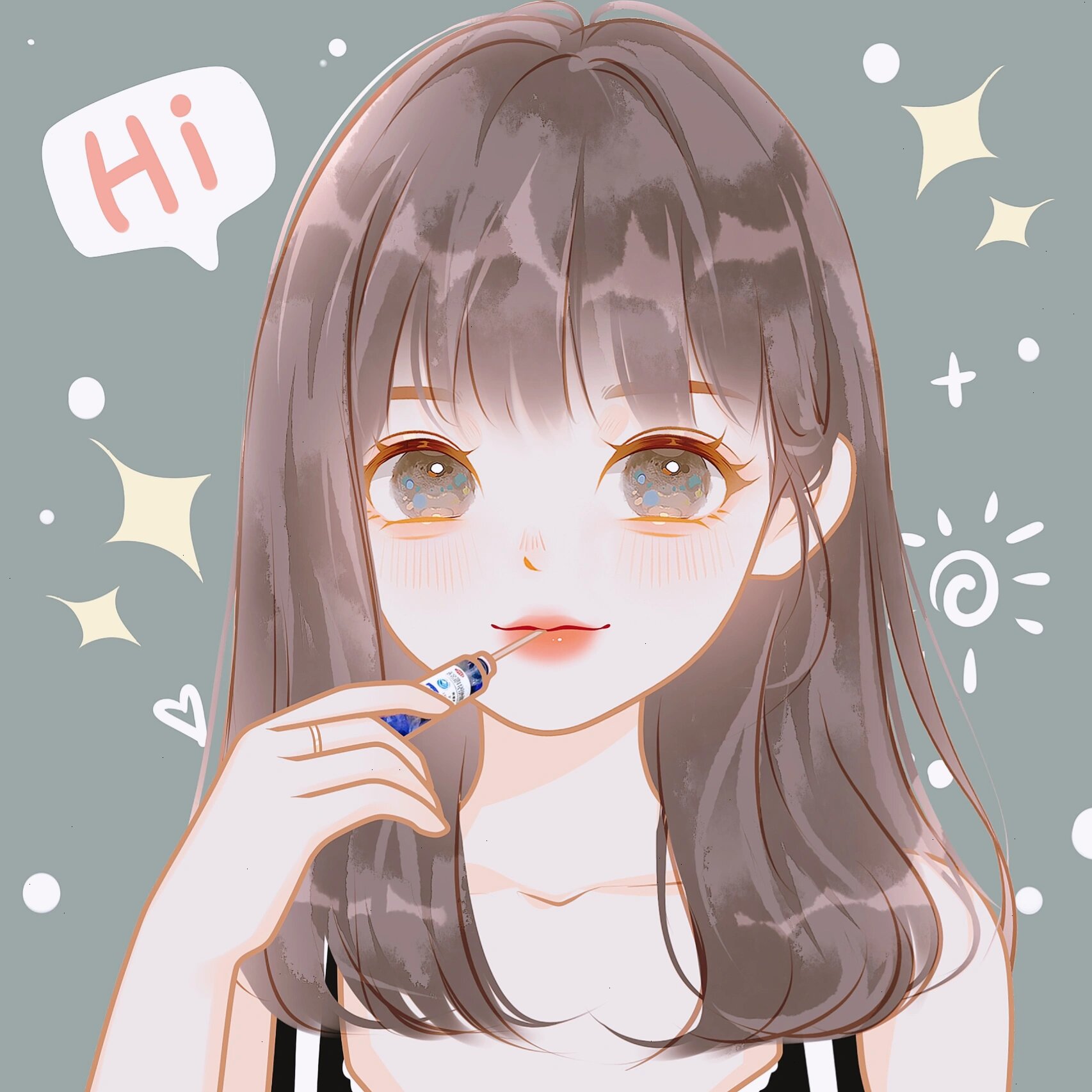 平刘海女孩头像|可爱卡通头像女生|大眼萌妹