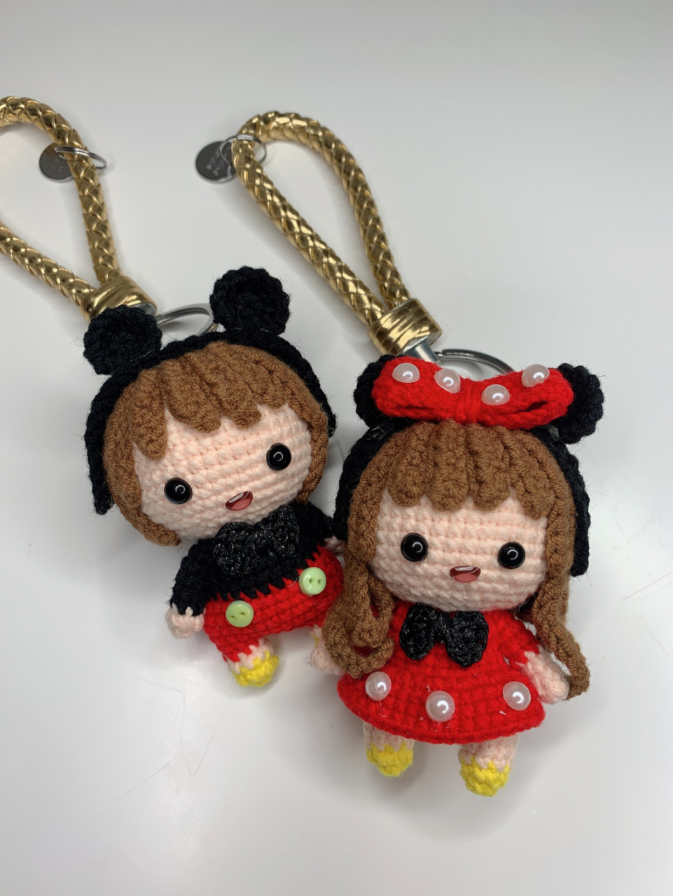 米奇和米妮小人偶钥匙扣 #diy手工制作