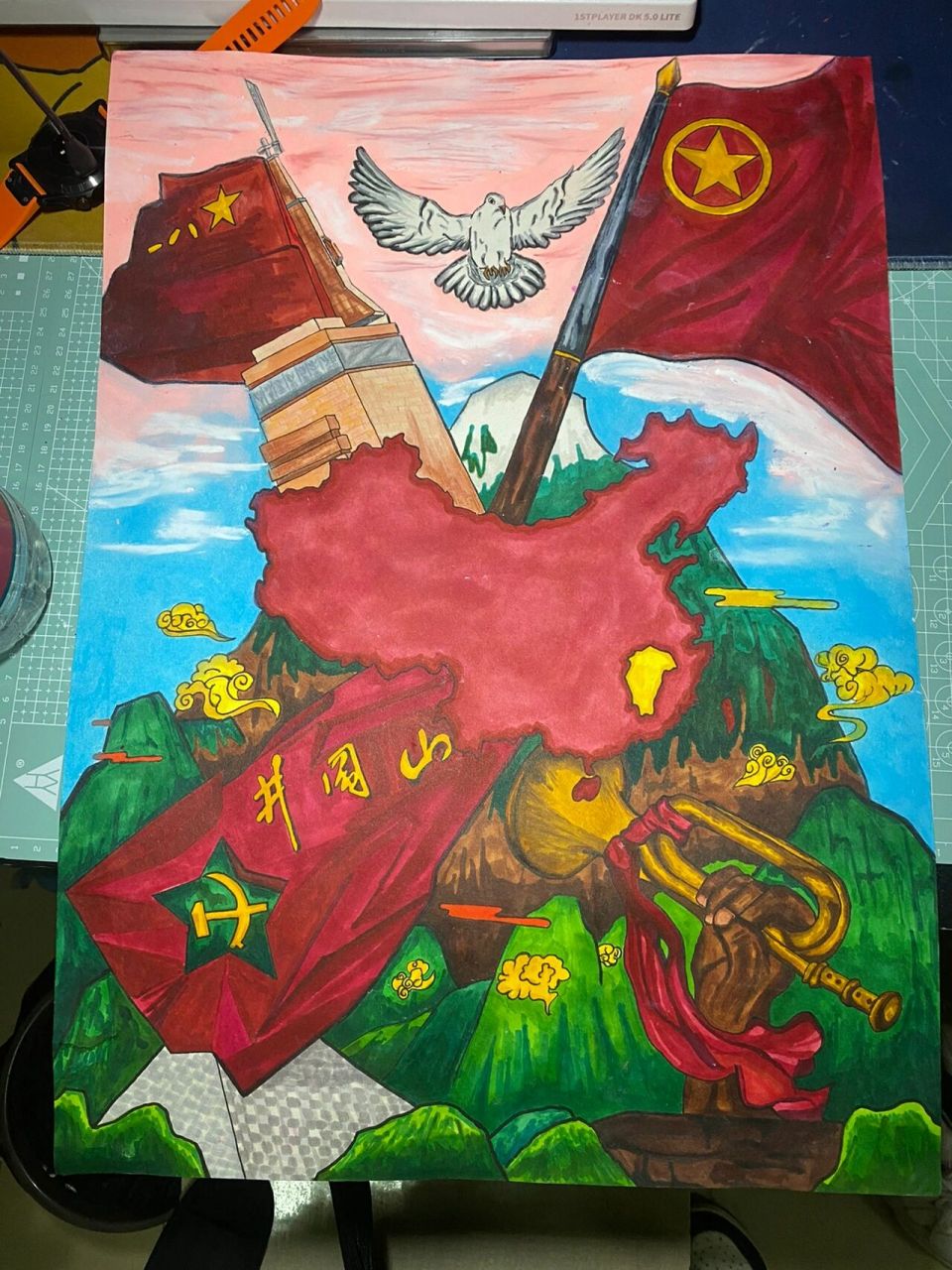 喜迎二十大,建团百年,江西红色文化原创插画 马克笔绘画