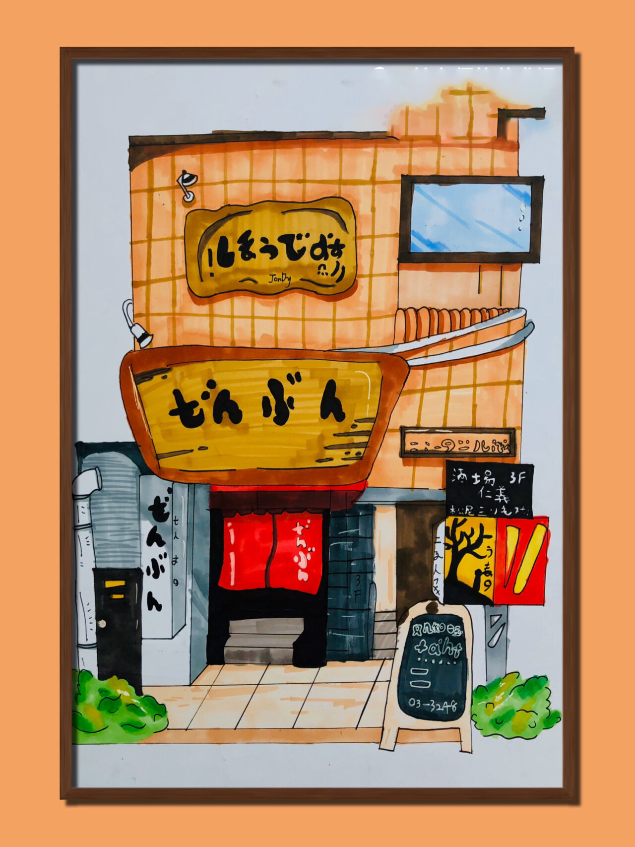 马克笔手绘|日式街景|速写建筑|插画