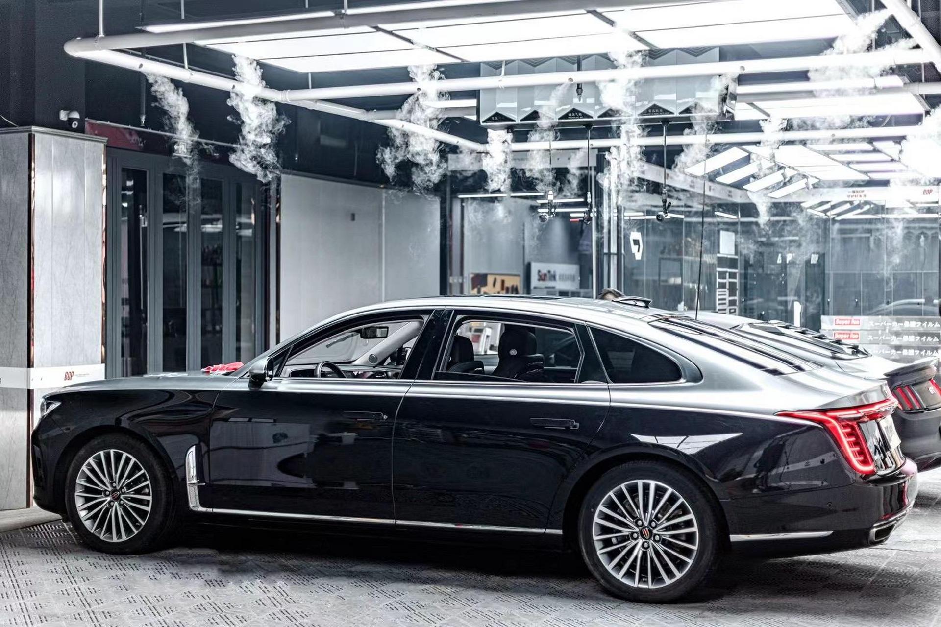 红旗h9双拼vs野马磨砂黑改色膜