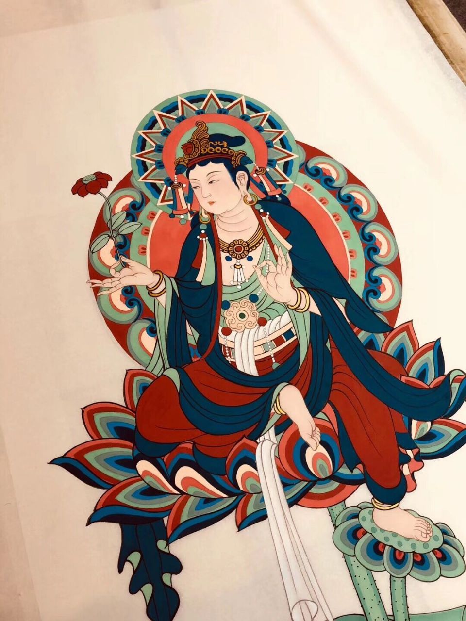 南无观世音菩萨 工笔重彩 纸本设色