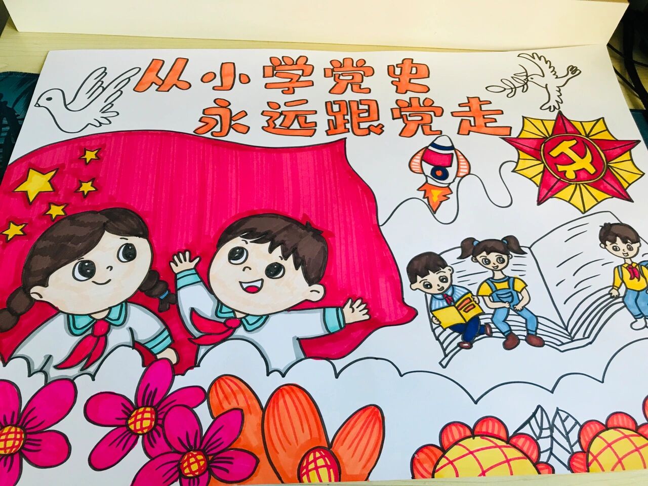 适合小学生学党史画图片