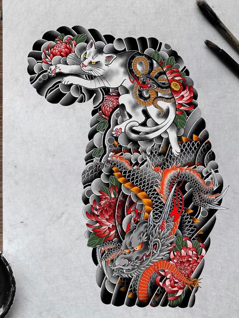 老传统半甲纹身分享