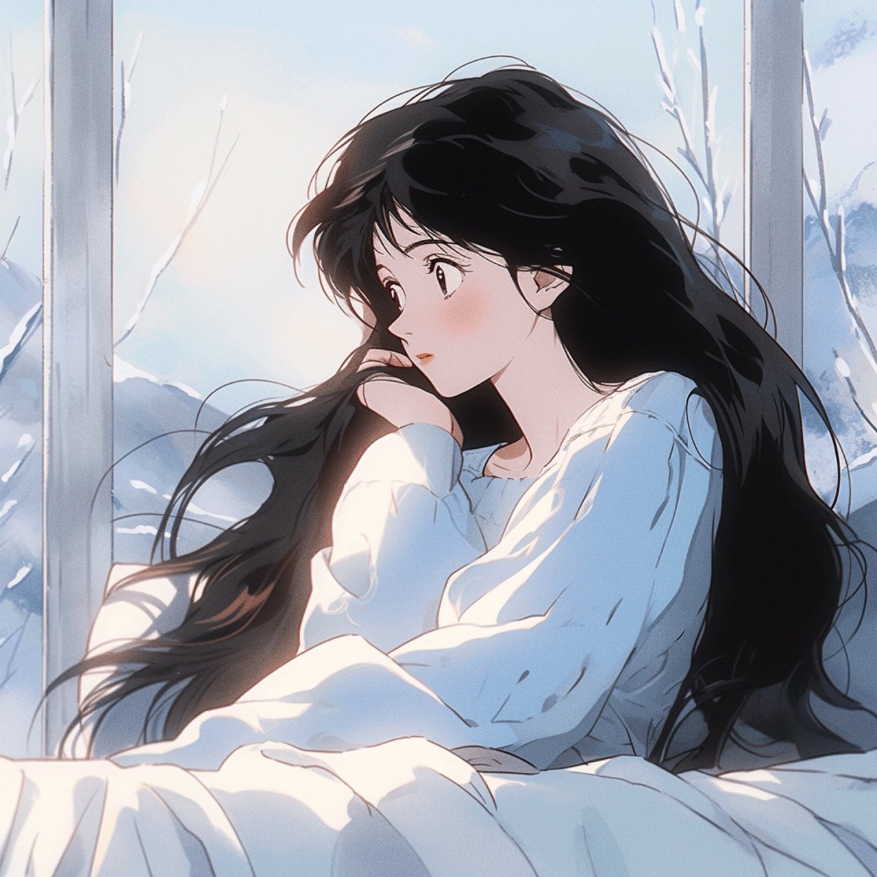 清冷破碎感头像动漫女 将梧桐寄往 你来时的夏 经半生 再寄返 我的秋